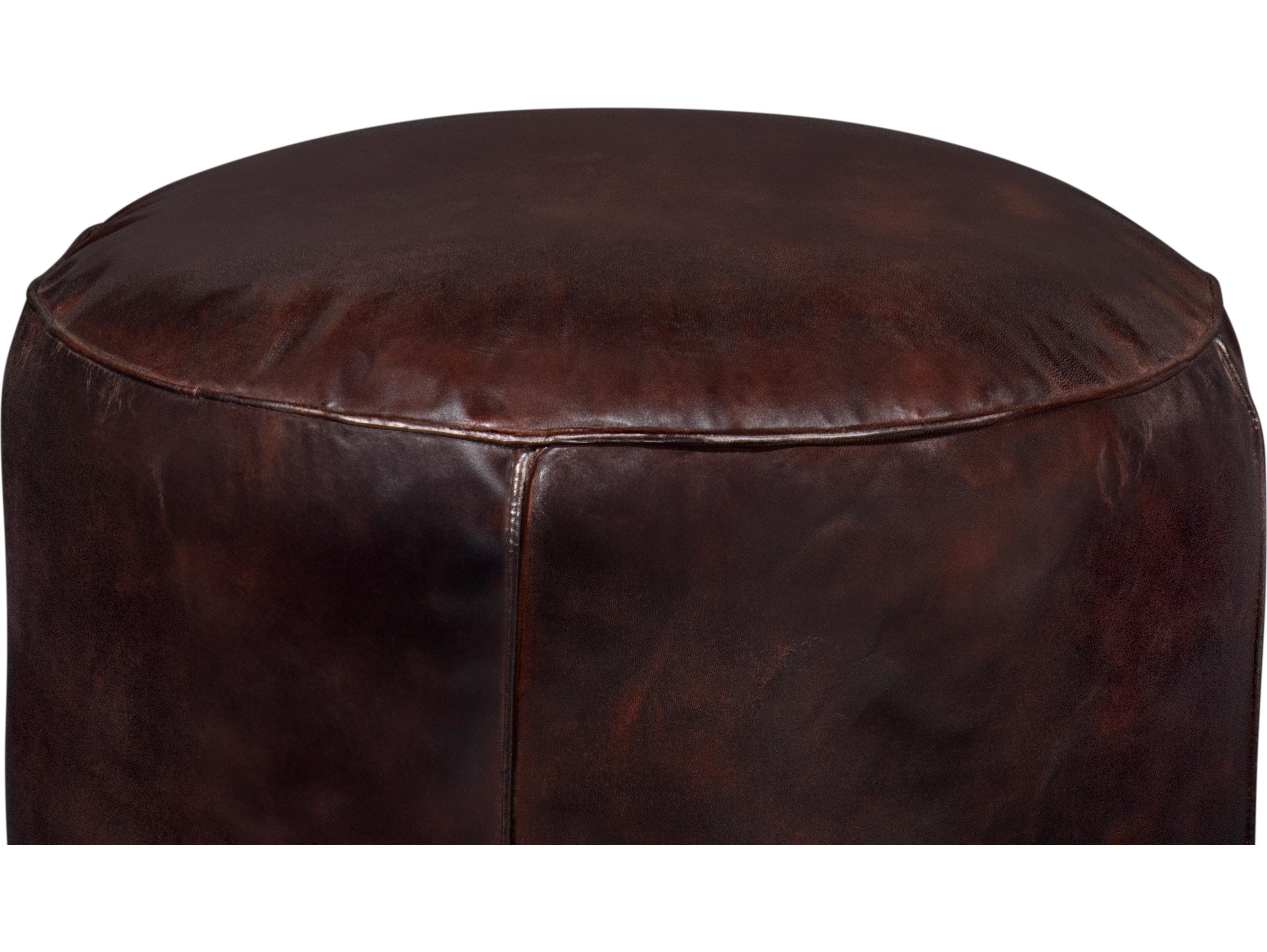 Sarreid Ltd Soccerball Stool Dark Brown Leather