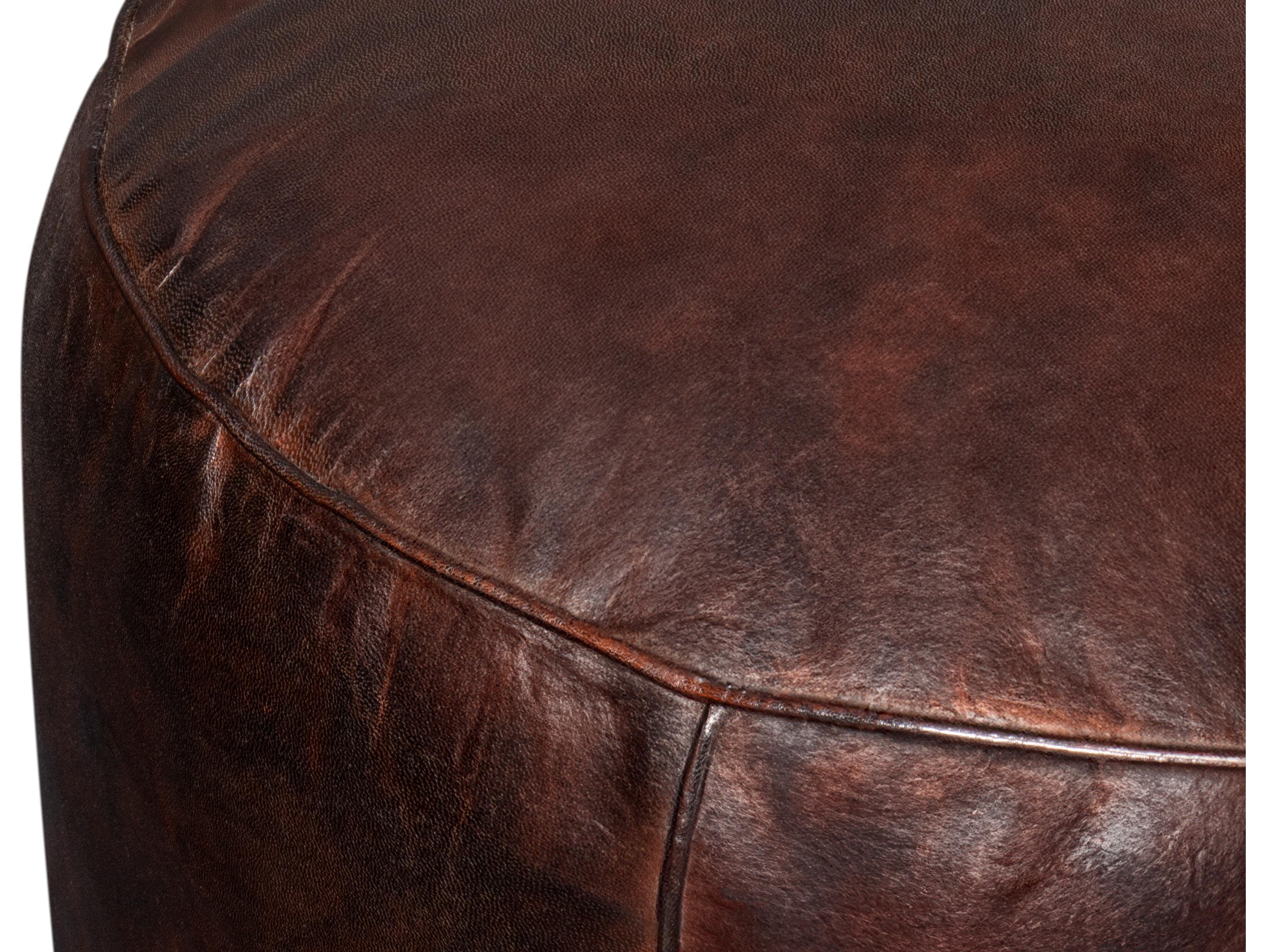 Sarreid Ltd Soccerball Stool Dark Brown Leather