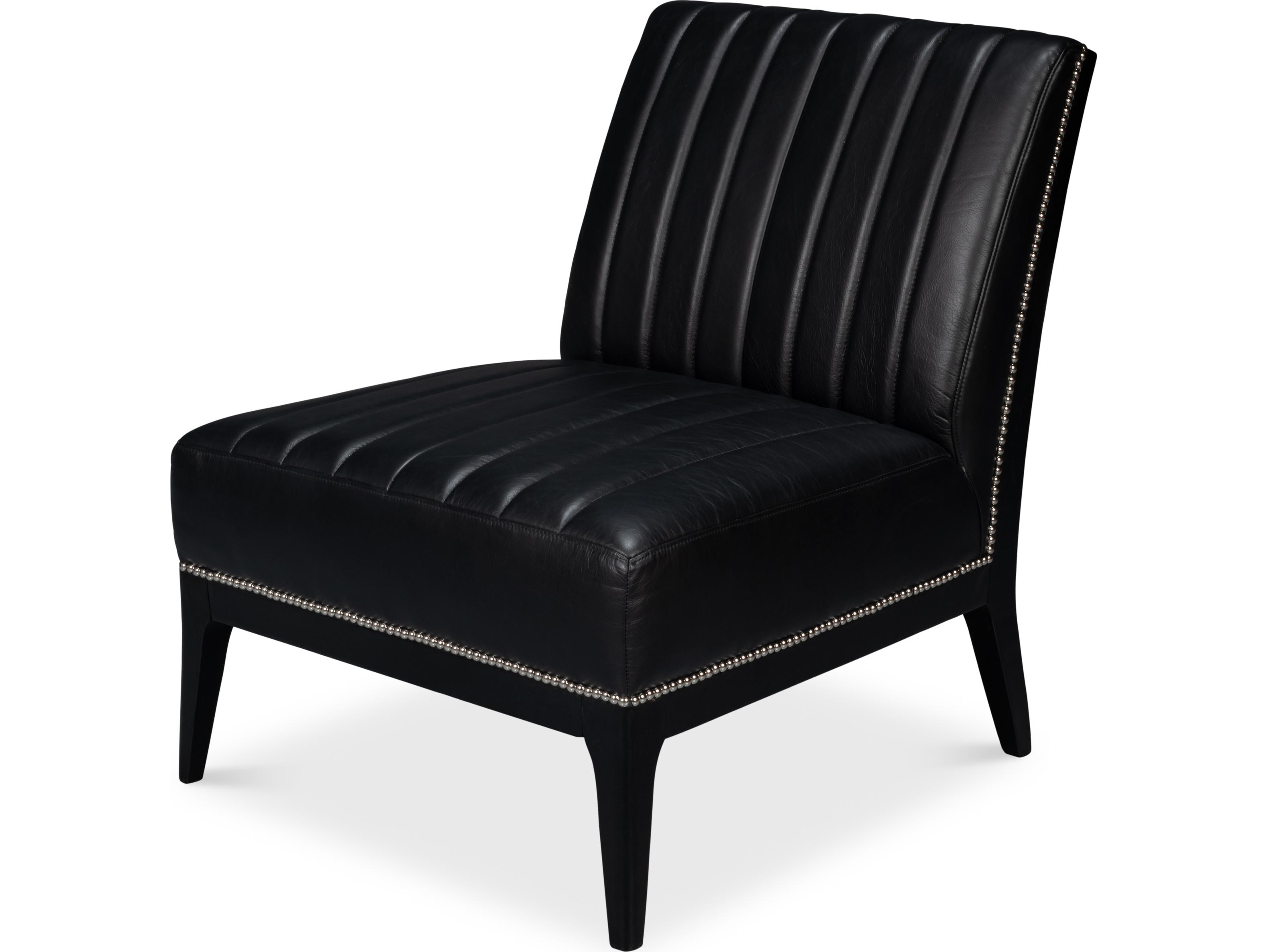 Sarreid Ltd Agave Slipper Chair Distilled Leather Black