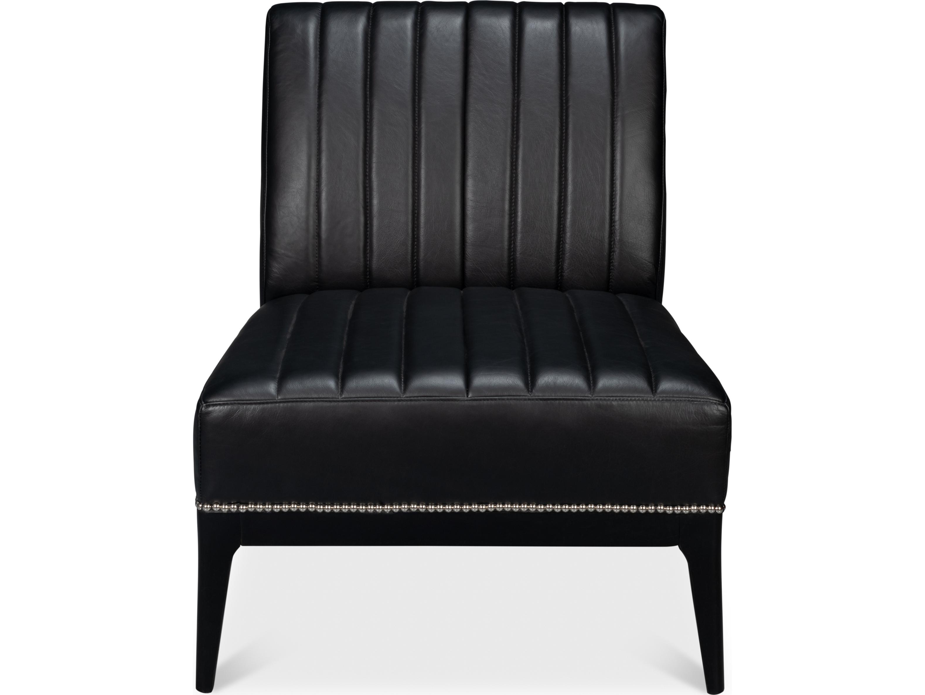 Sarreid Ltd Agave Slipper Chair Distilled Leather Black