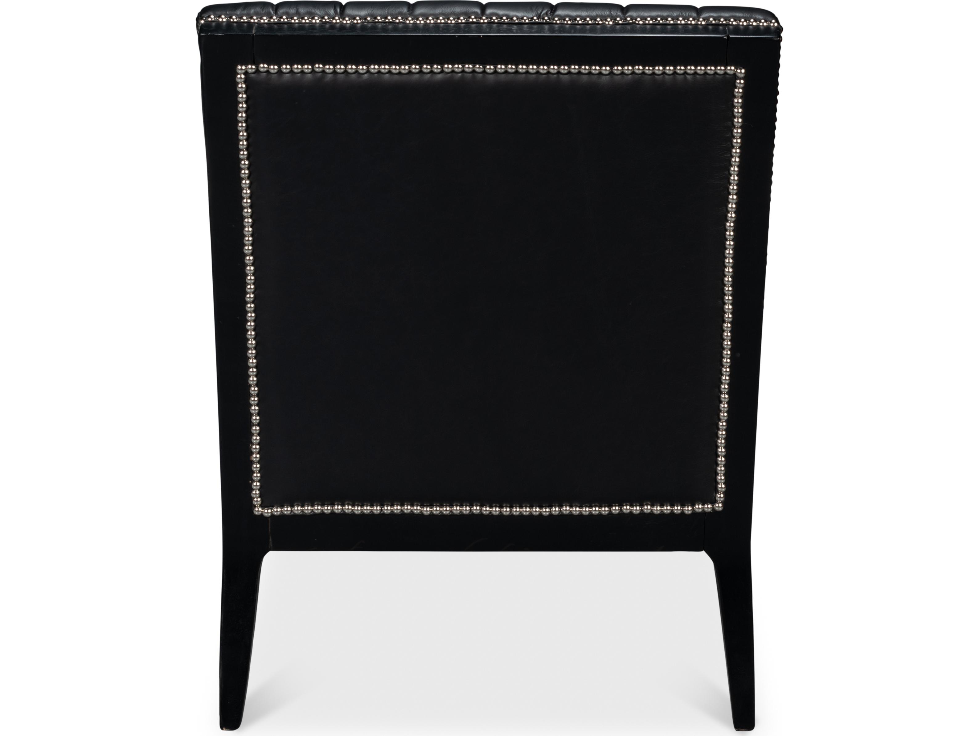 Sarreid Ltd Agave Slipper Chair Distilled Leather Black