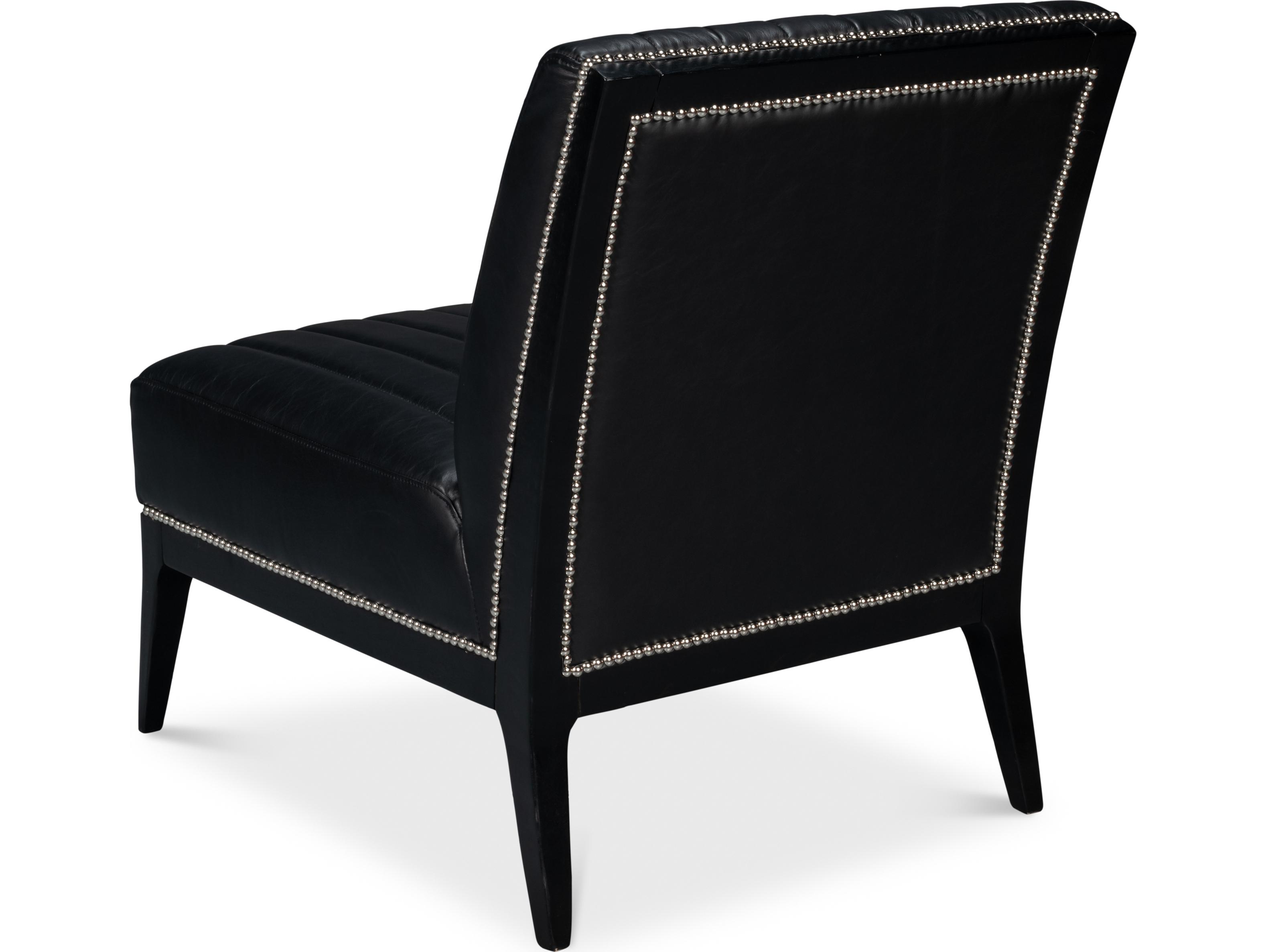 Sarreid Ltd Agave Slipper Chair Distilled Leather Black