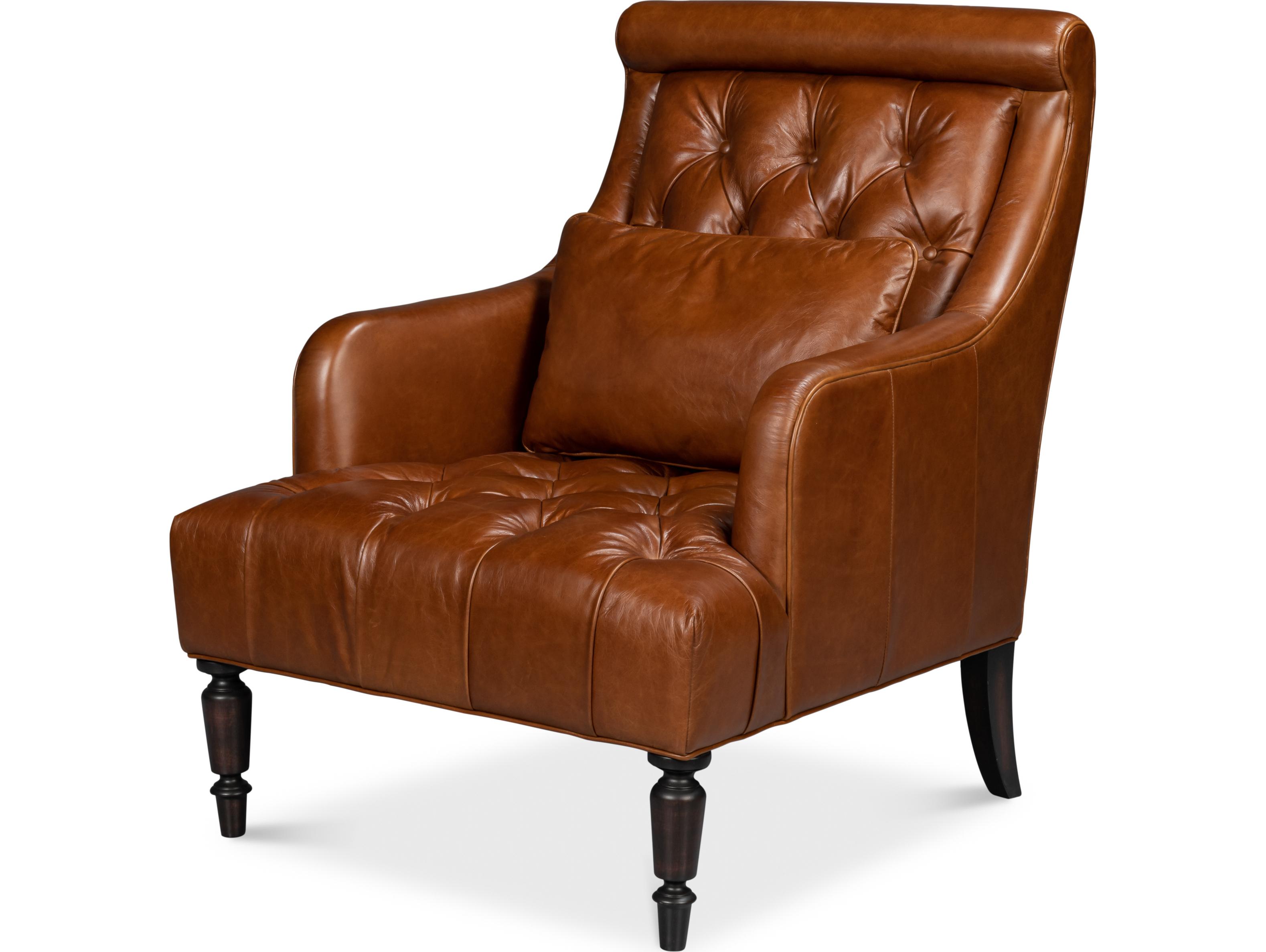 Sarreid Ltd Benton Distilled Leather Chair Brown