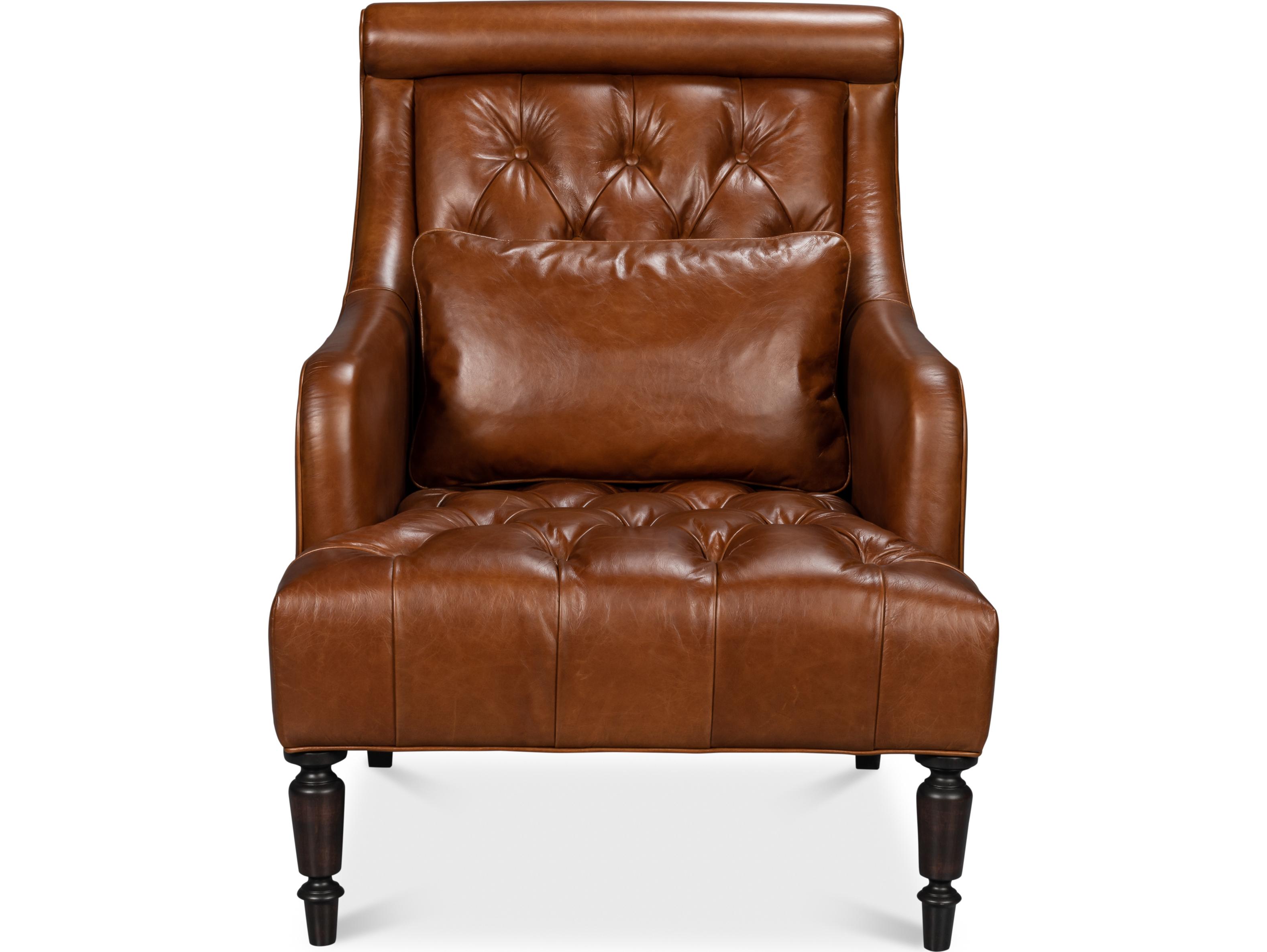 Sarreid Ltd Benton Distilled Leather Chair Brown