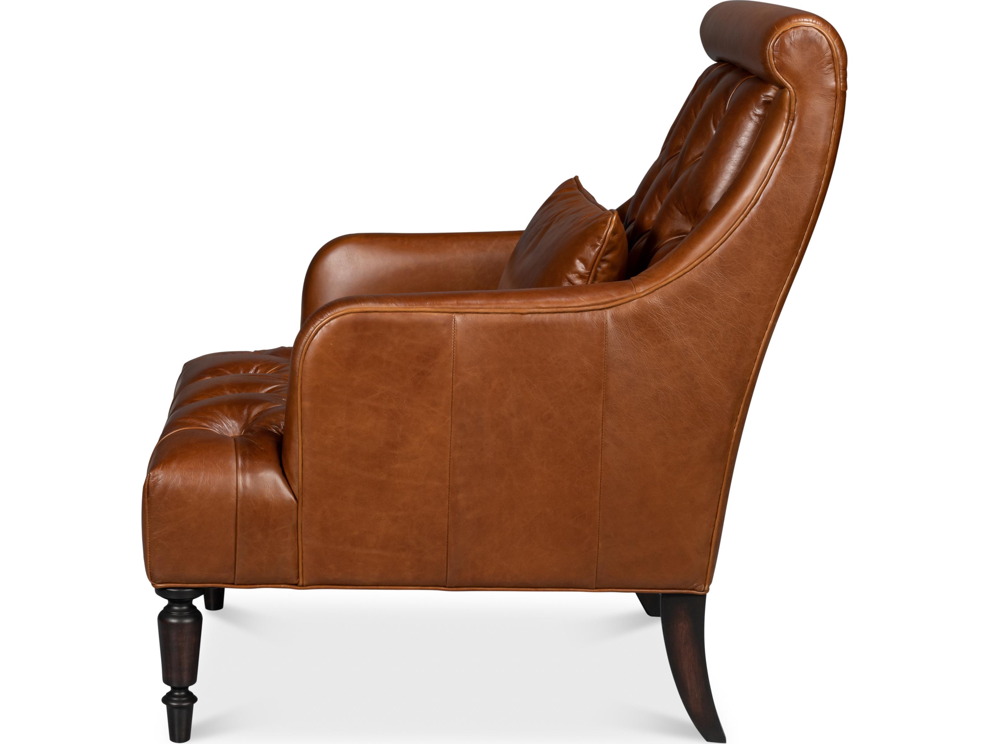 Sarreid Ltd Benton Distilled Leather Chair Brown