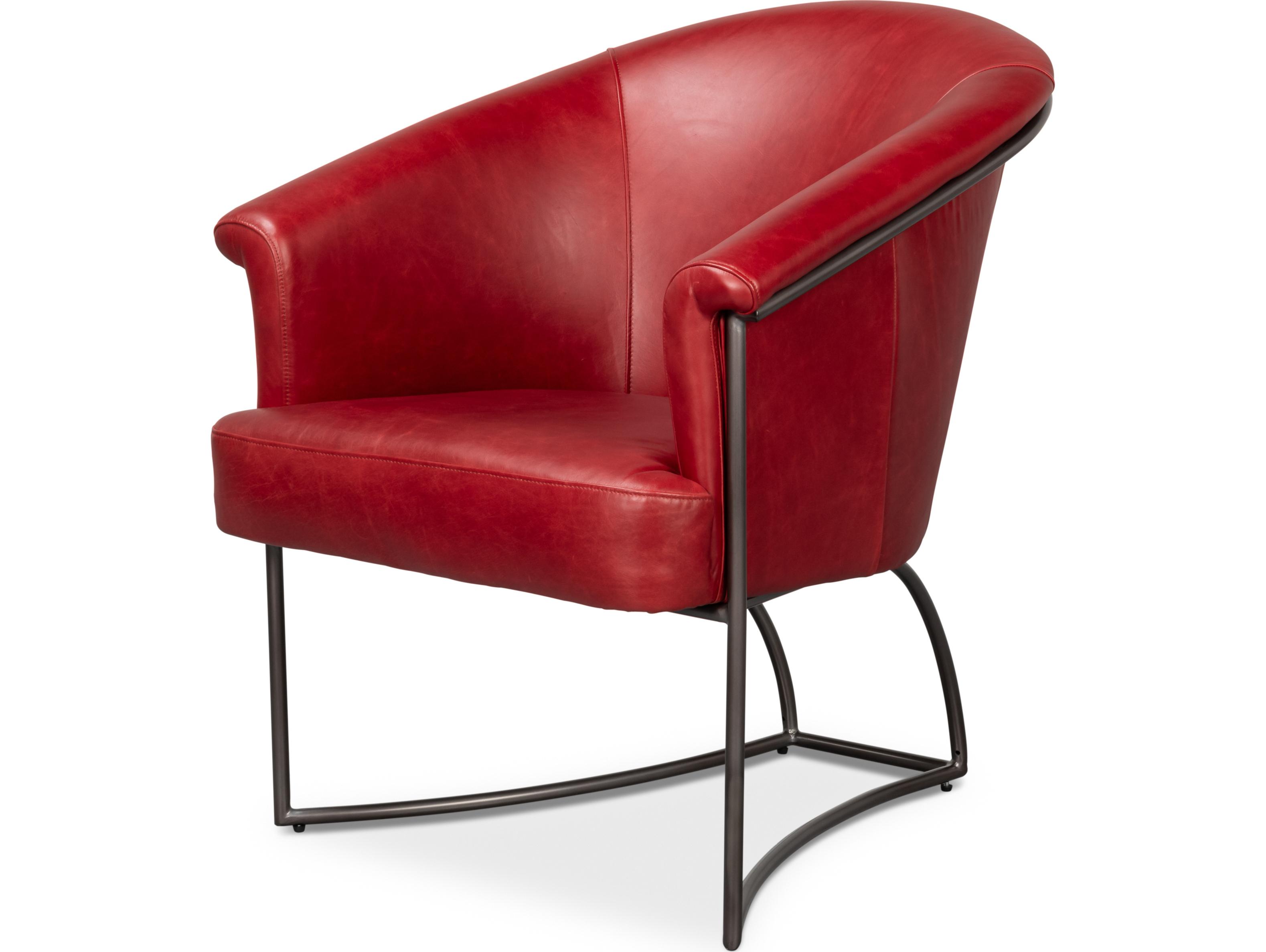Sarreid Ltd Nagel Distilled Leather Chair New Rouge