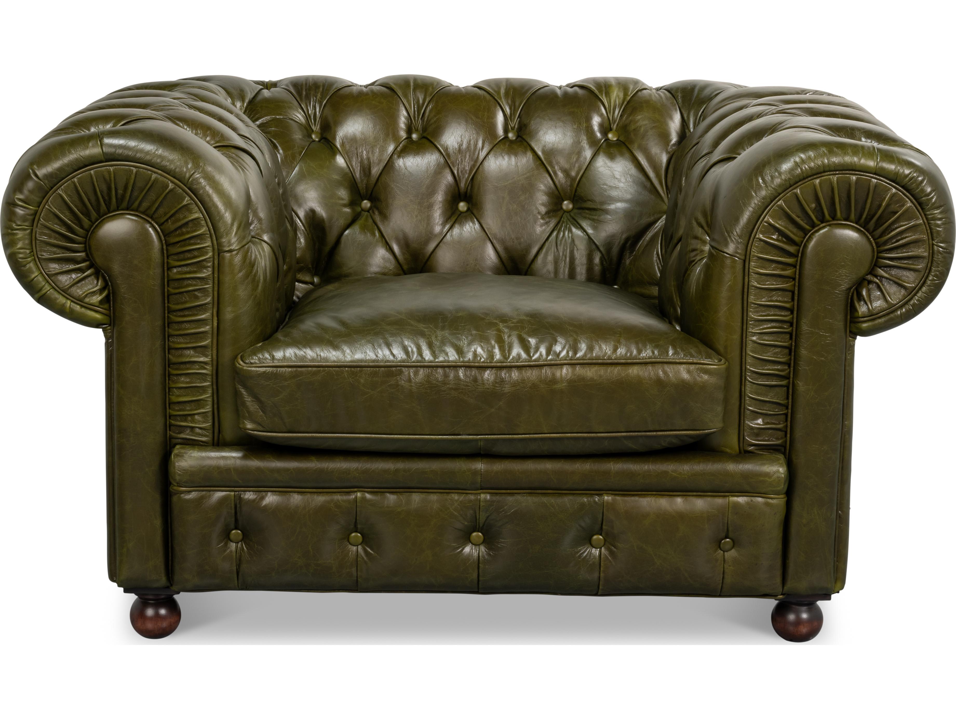 Sarreid Ltd Savile Leather Chair Green