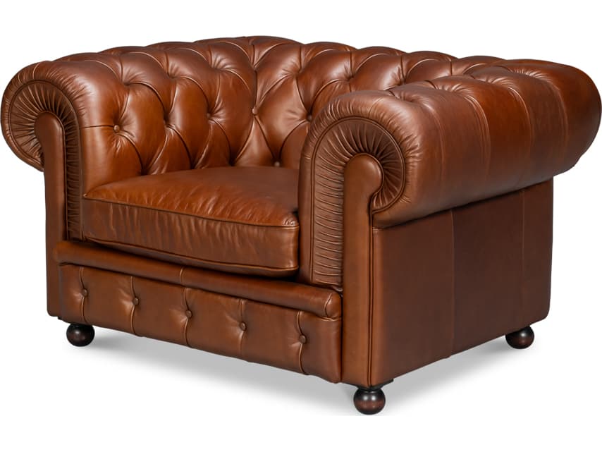 Sarreid Ltd Savile Brown Leather Club Chair