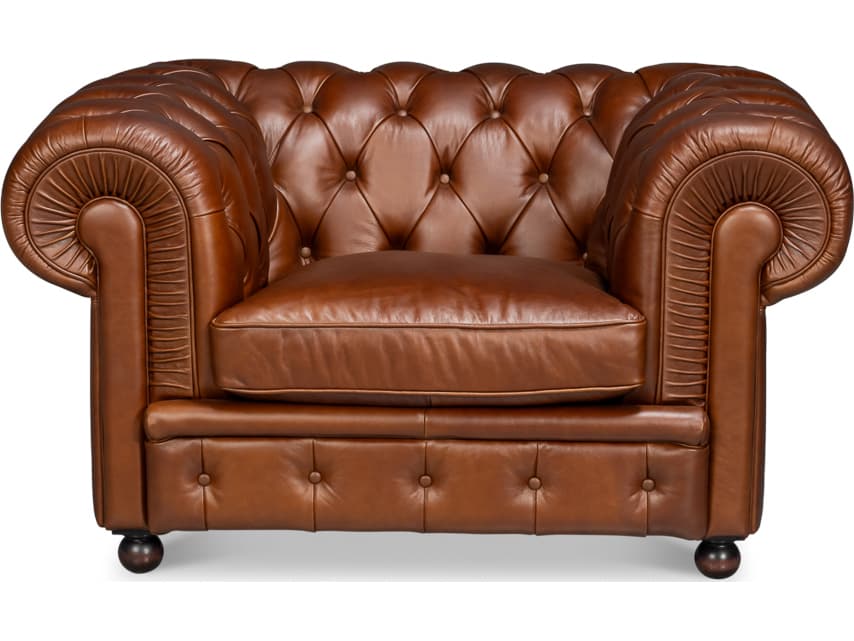 Sarreid Ltd Savile Brown Leather Club Chair