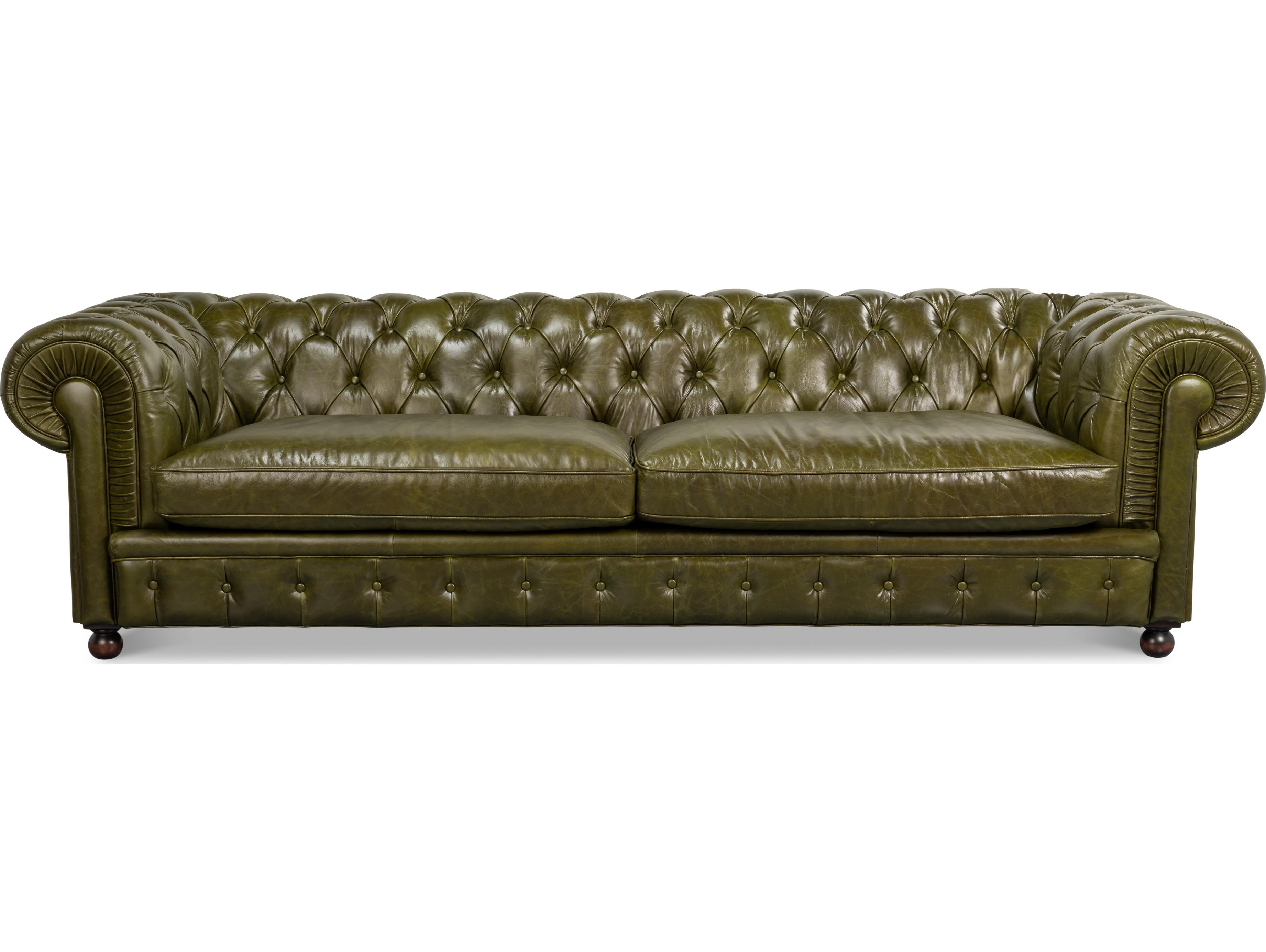 Sarreid Ltd Savile Leather Sofa Green