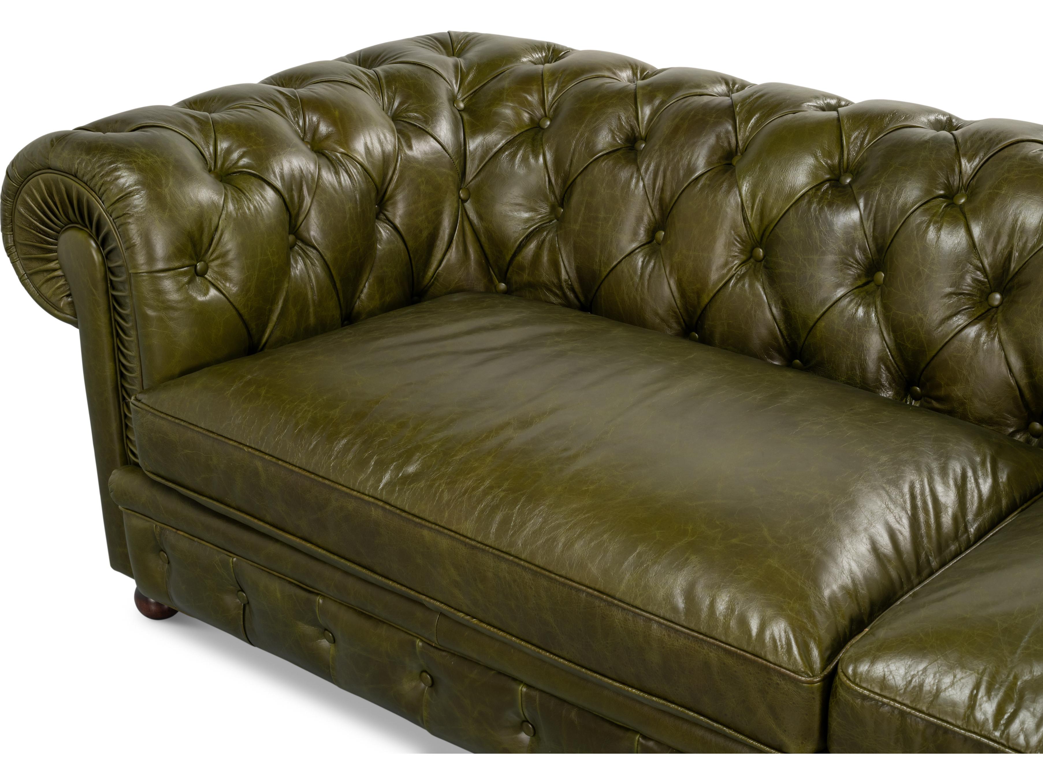 Sarreid Ltd Savile Leather Sofa Green
