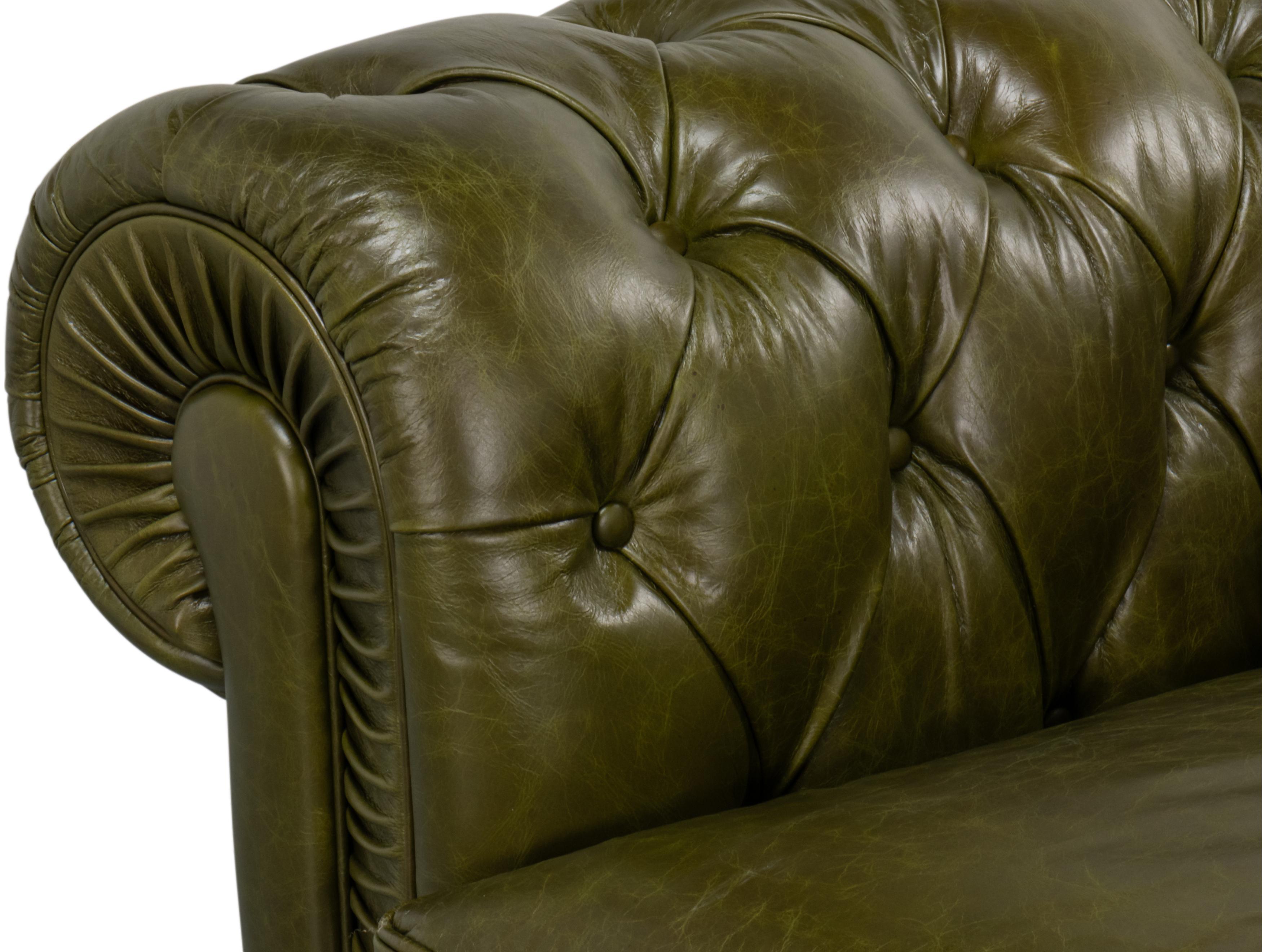 Sarreid Ltd Savile Leather Sofa Green