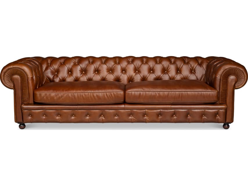 Sarreid Ltd Savile Brown Leather Sofa