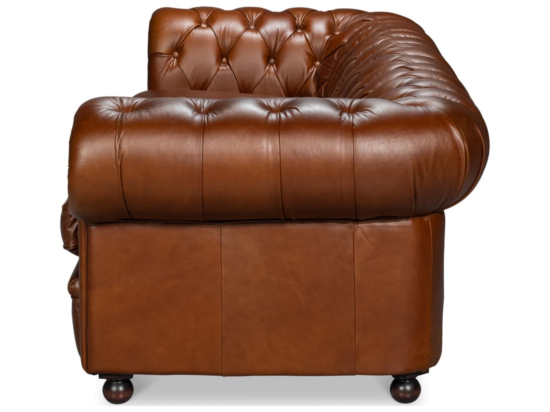 Sarreid Ltd Savile Brown Leather Sofa