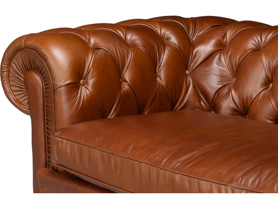 Sarreid Ltd Savile Brown Leather Sofa