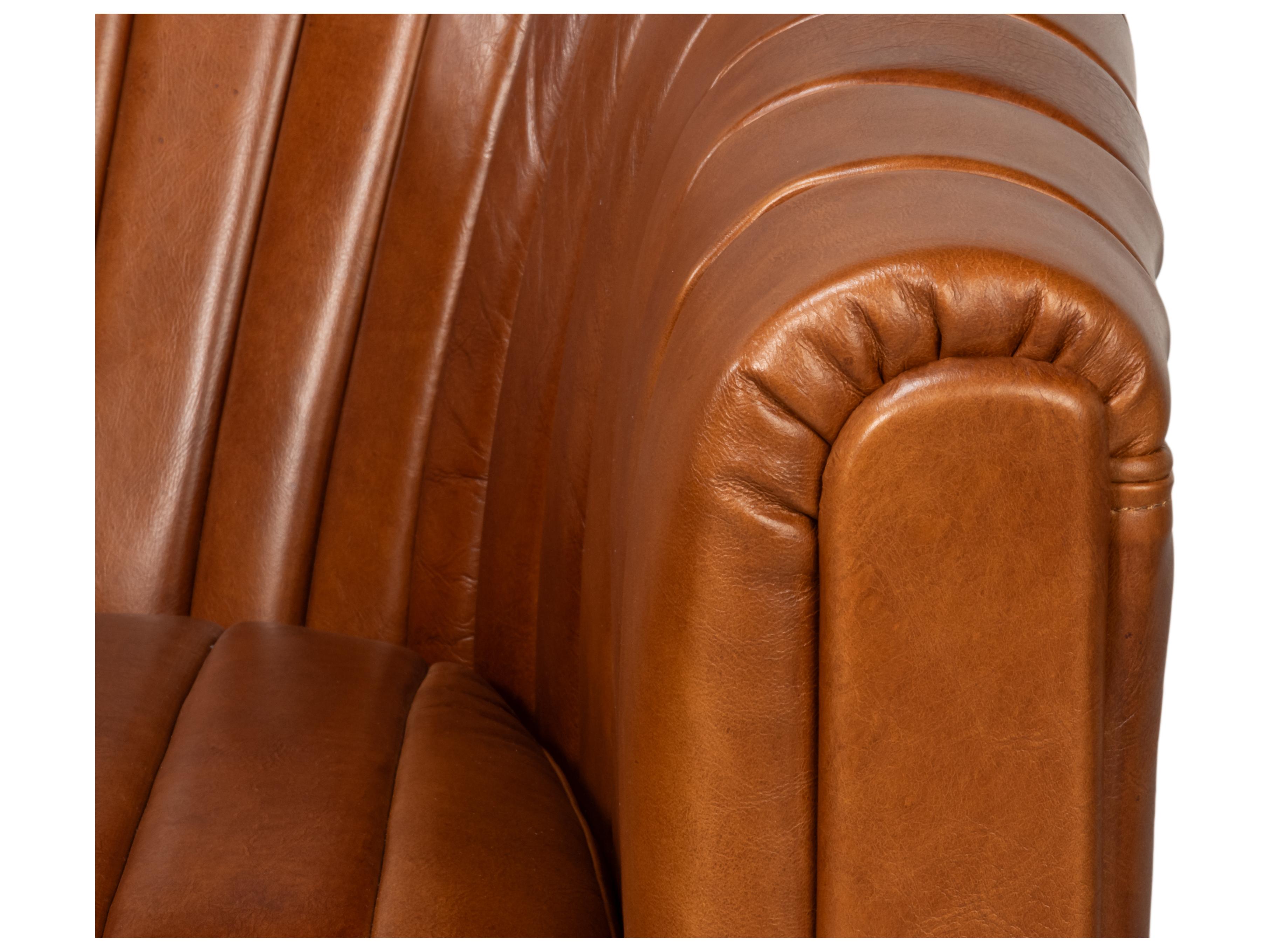 Sarreid Ltd Essex Swivel Brown Leather Club Chair