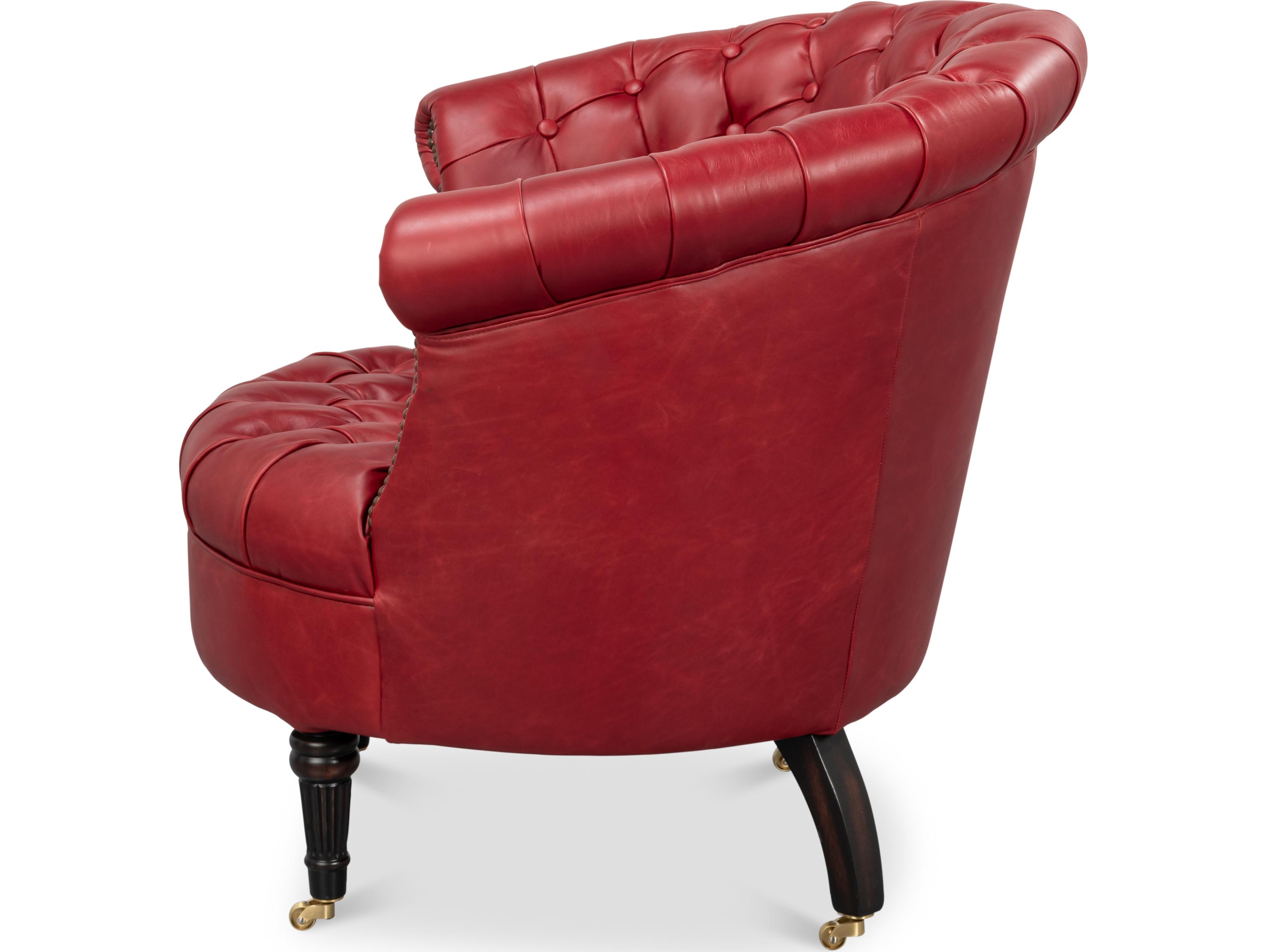 Sarreid Ltd Bastian Armchair New Rouge Leather