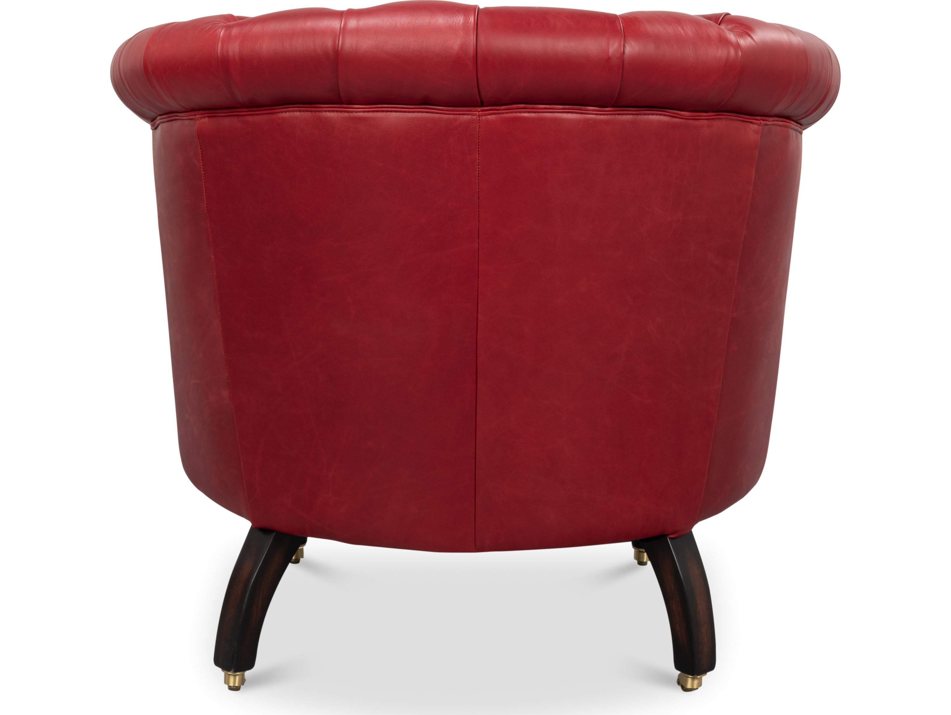 Sarreid Ltd Bastian Armchair New Rouge Leather