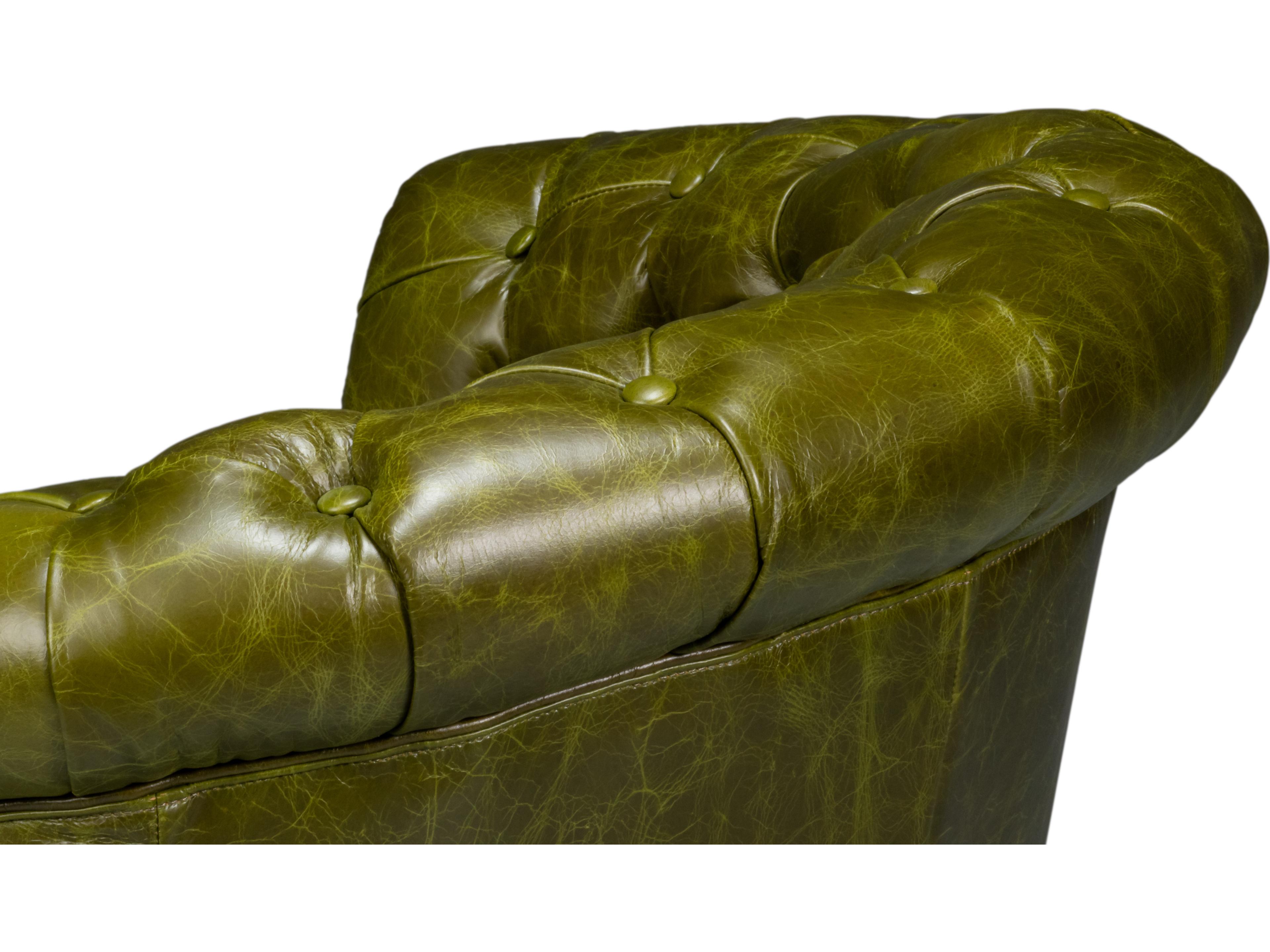 Sarreid Ltd Bastian Green Leather Accent Chair