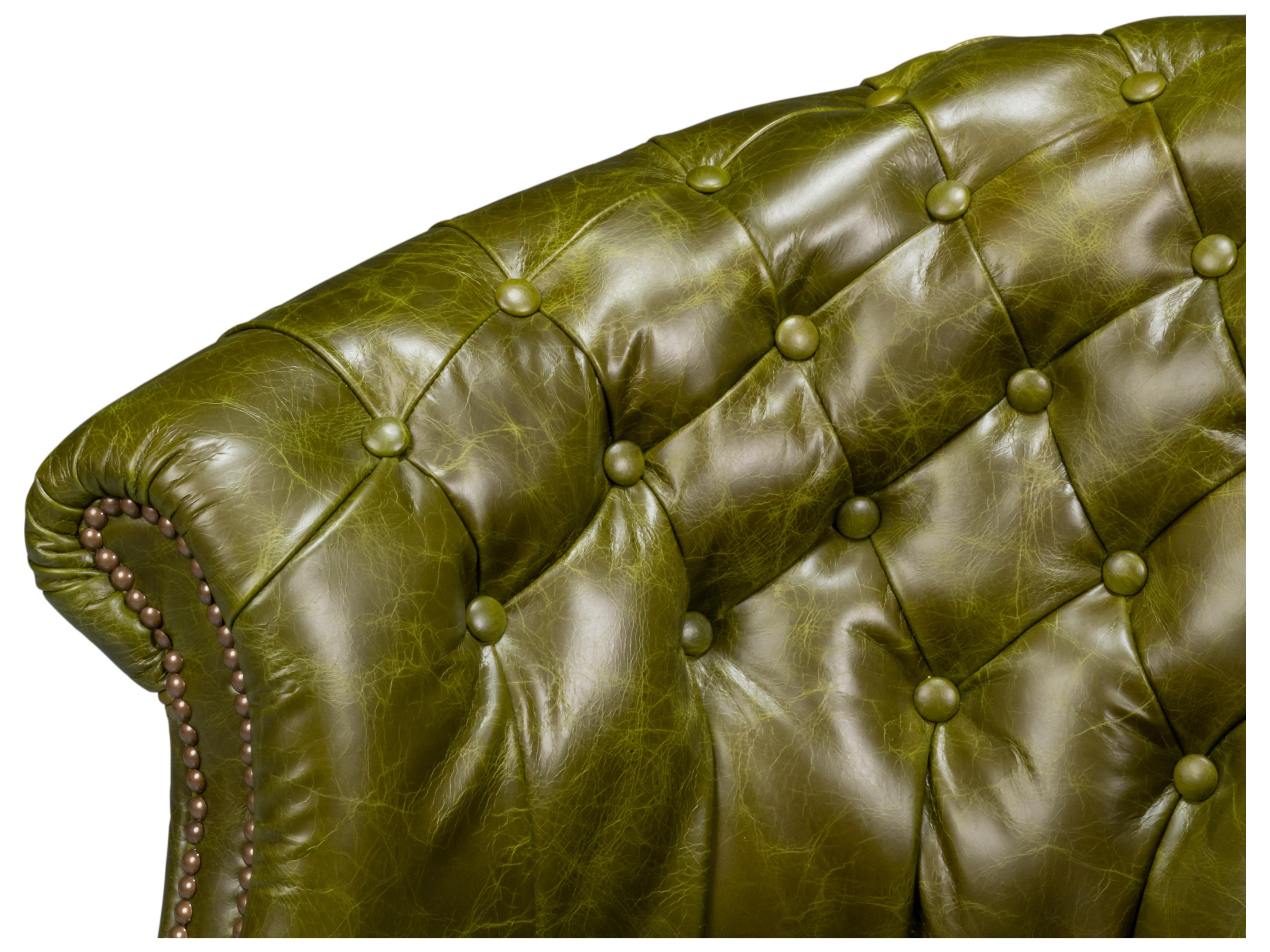 Sarreid Ltd Bastian Green Leather Accent Chair
