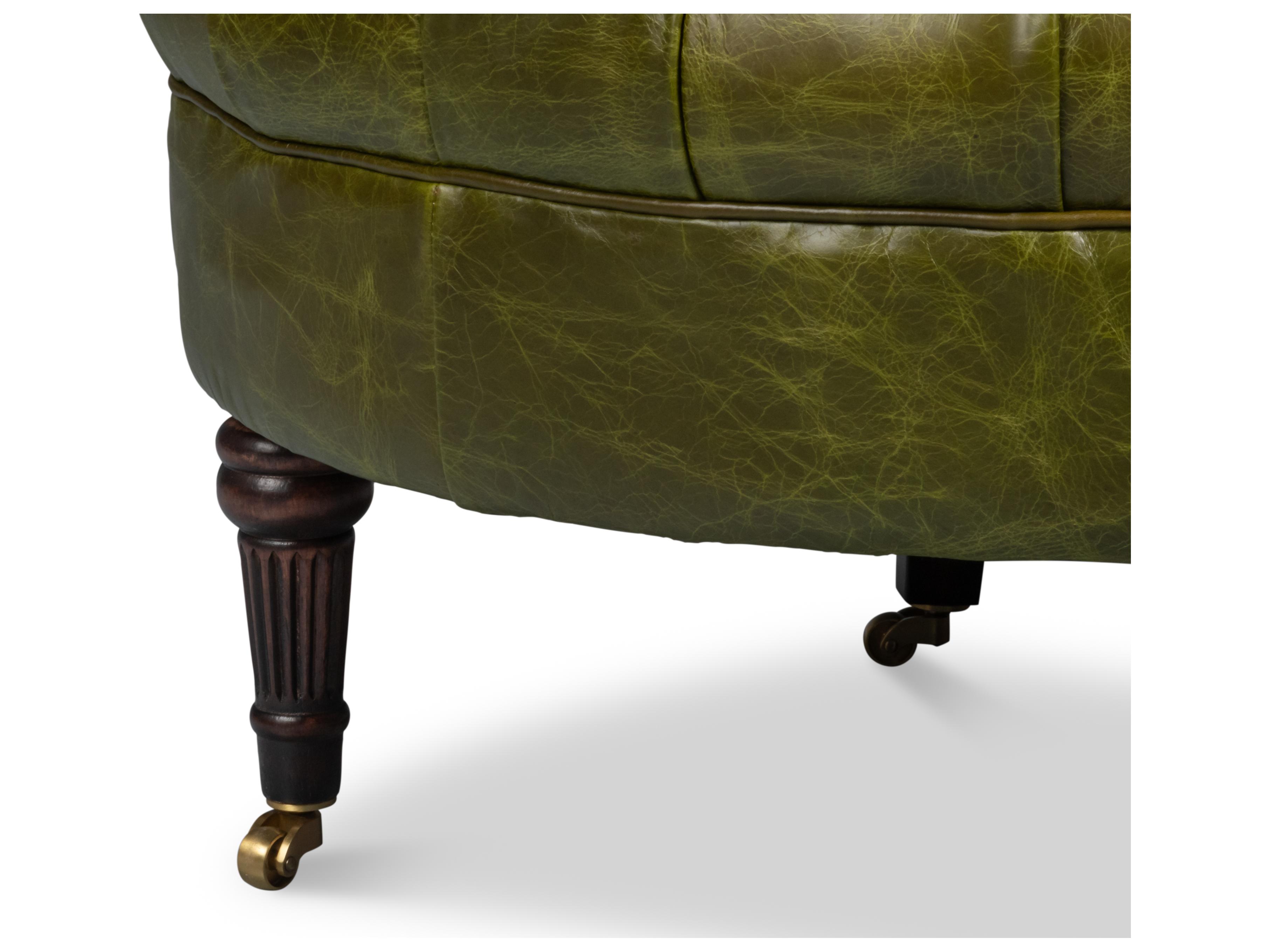 Sarreid Ltd Bastian Green Leather Accent Chair