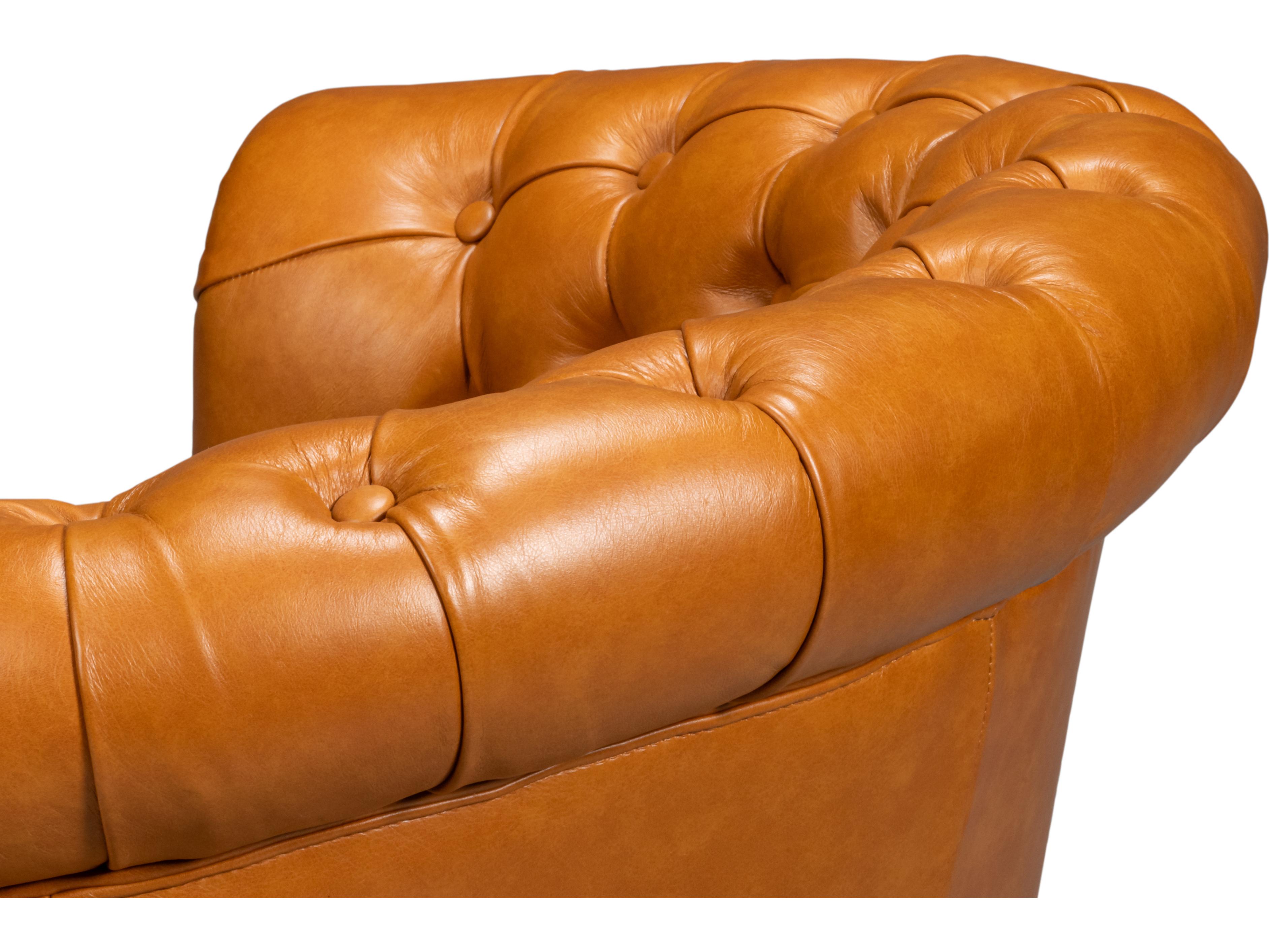 Sarreid Ltd Bastian Brown Leather Accent Chair