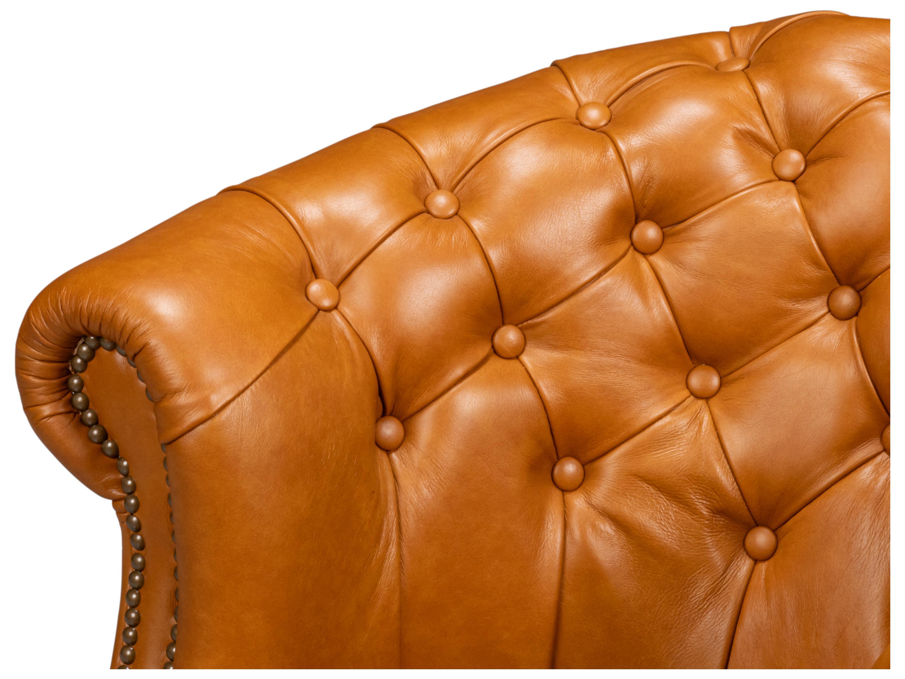 Sarreid Ltd Bastian Brown Leather Accent Chair