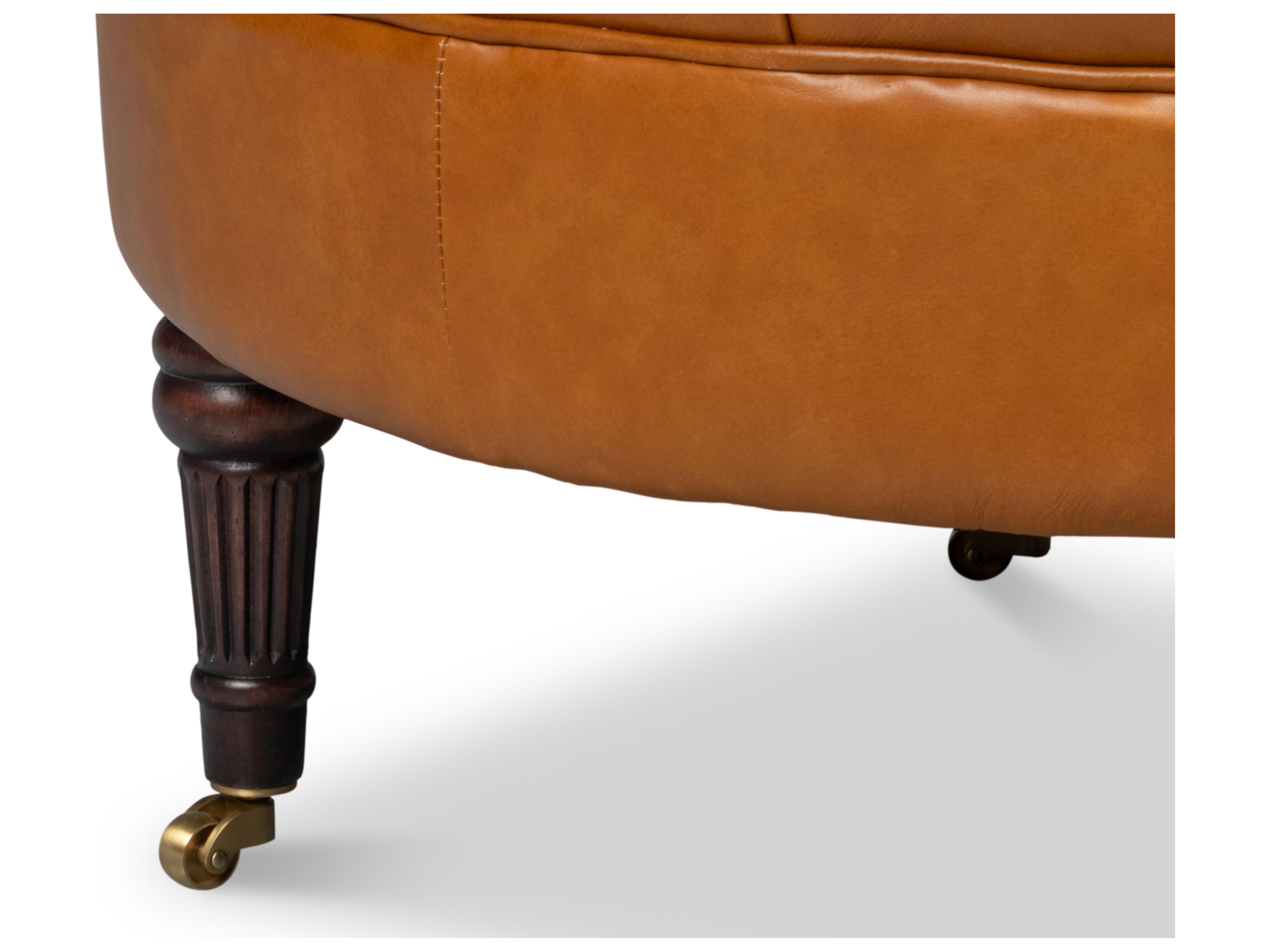 Sarreid Ltd Bastian Brown Leather Accent Chair