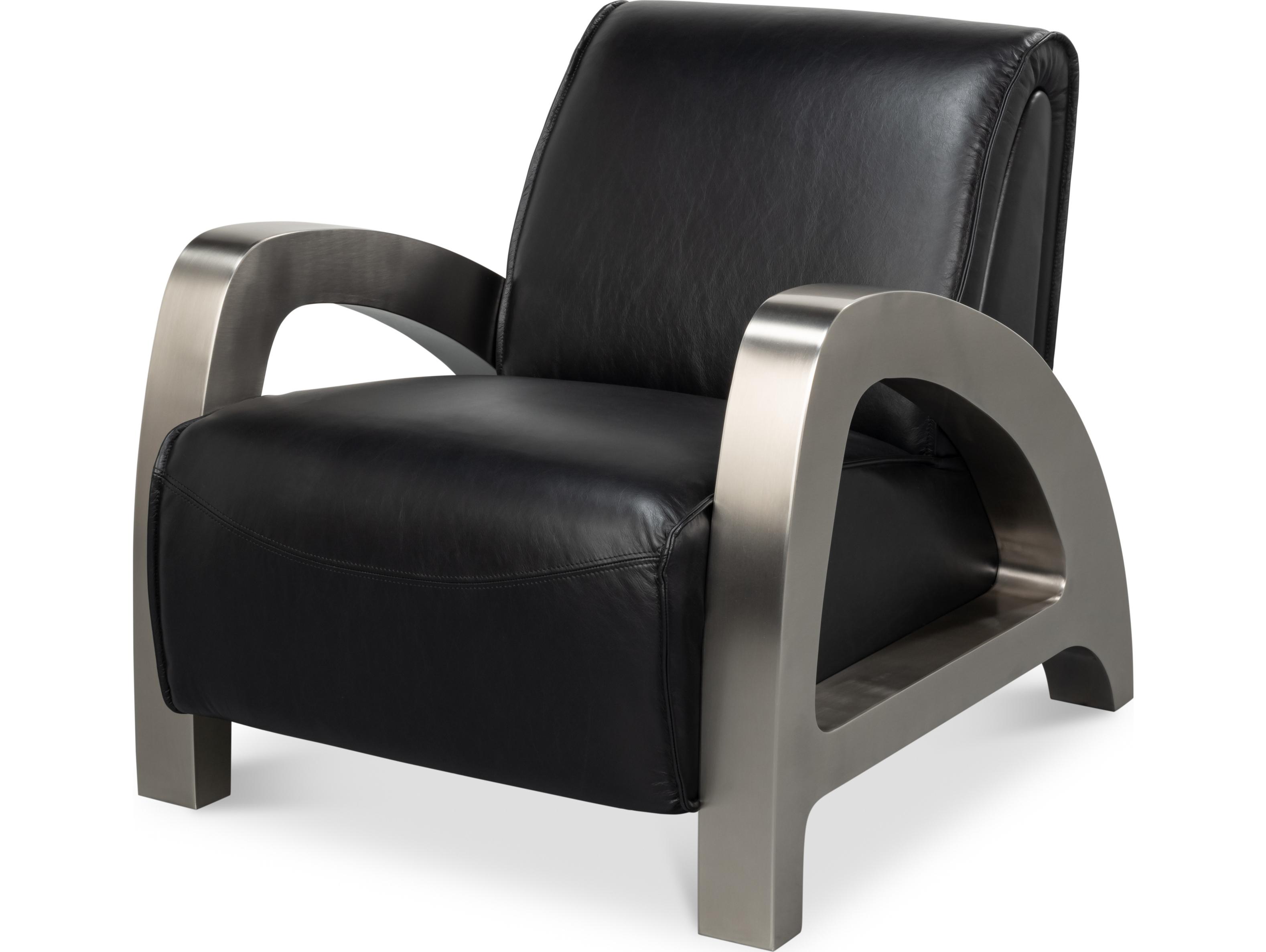 Sarreid Ltd Carlisle Armchair Leather Onyx Black