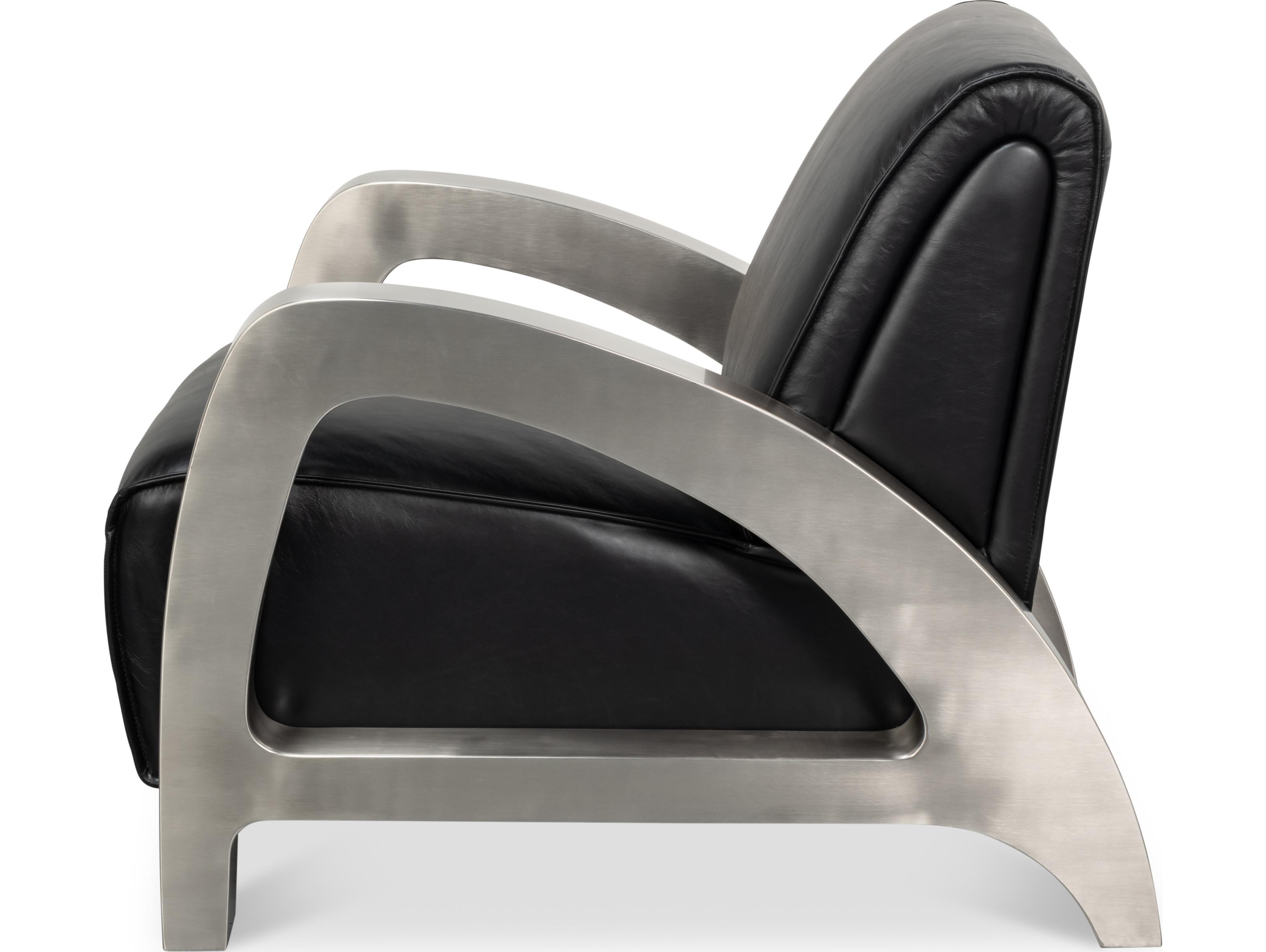 Sarreid Ltd Carlisle Armchair Leather Onyx Black