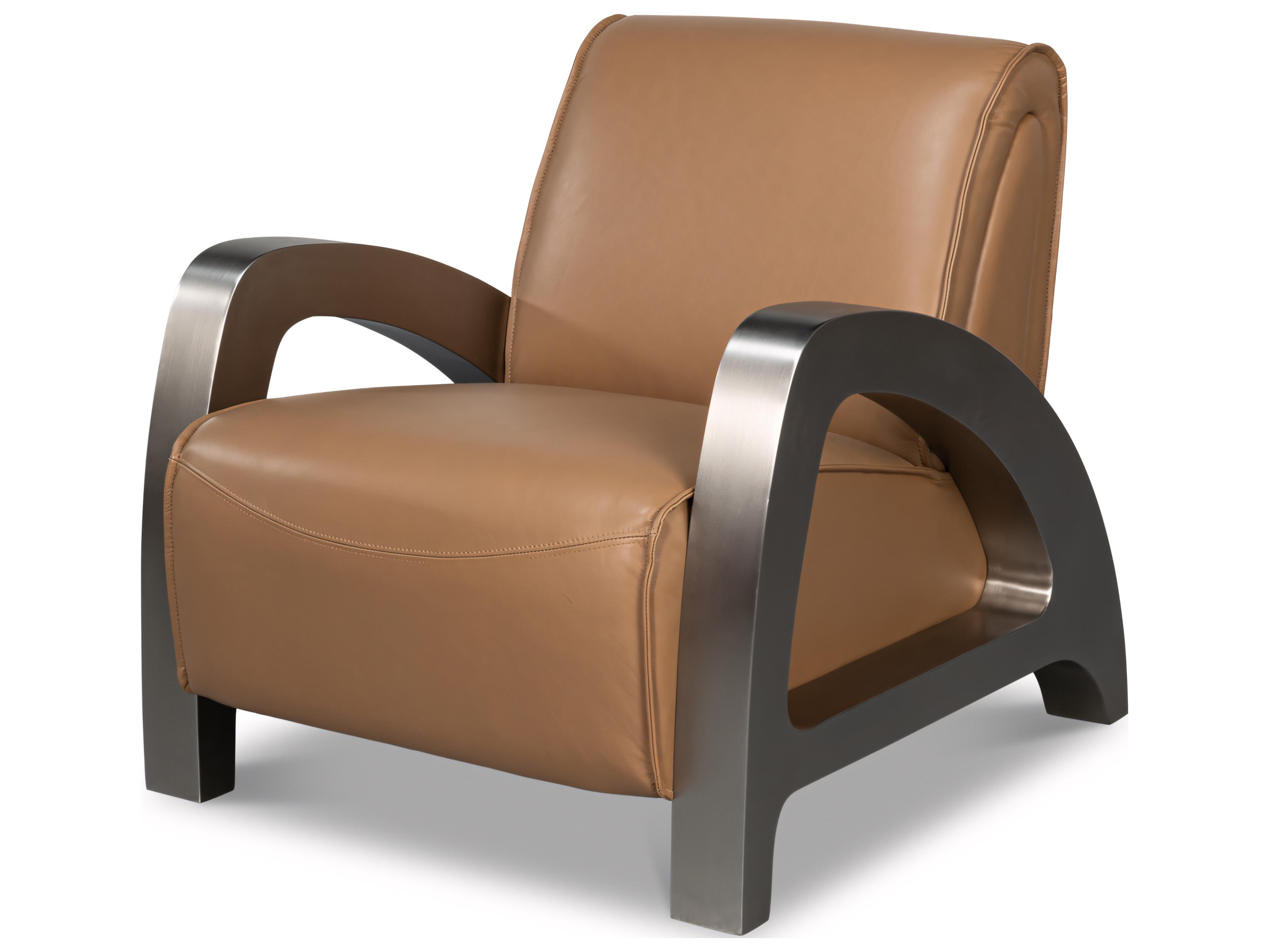 Sarreid Ltd Carlisle Brown Leather Accent Chair