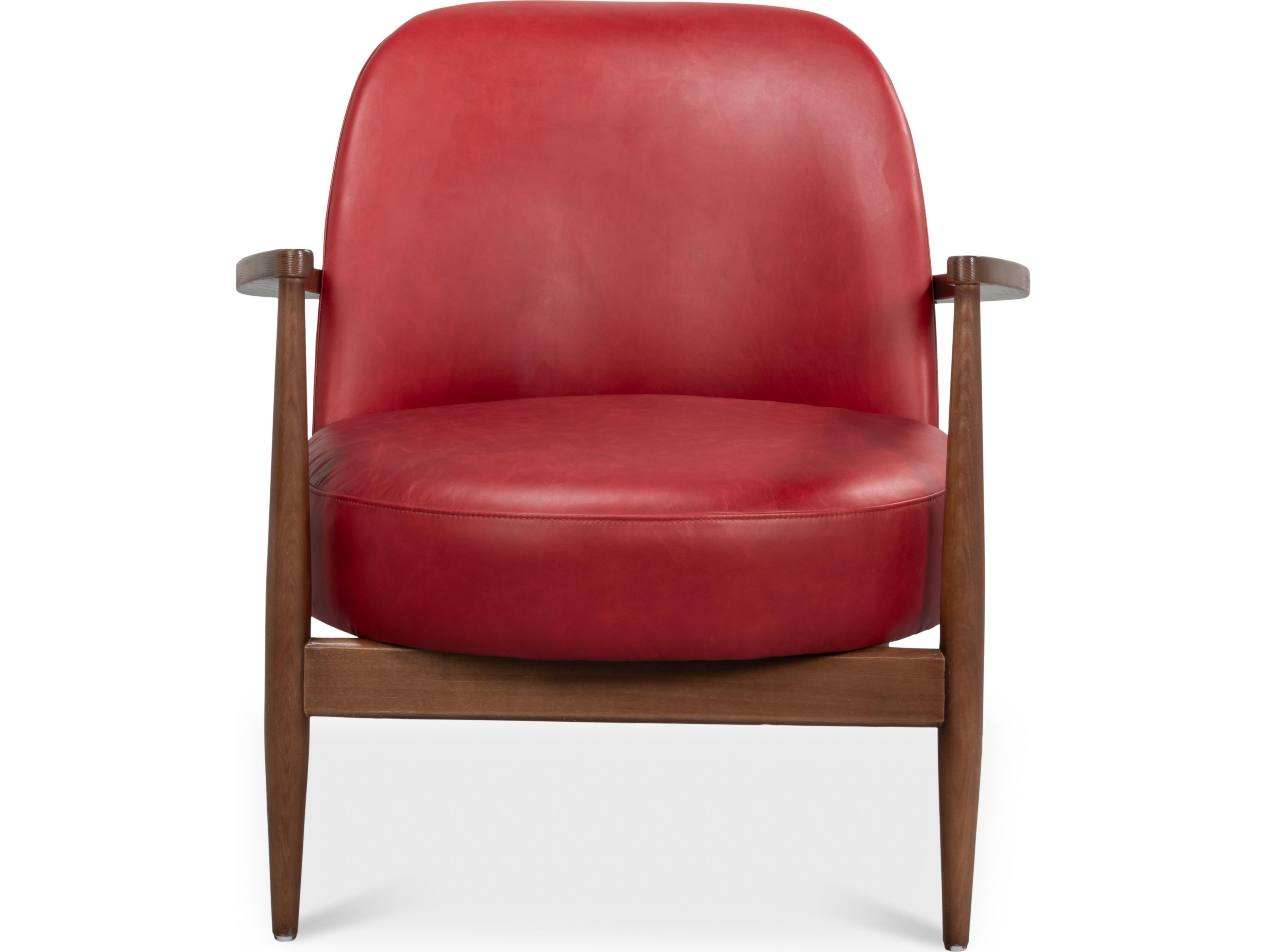 Sarreid Ltd Pindar Armchair Leather New Rouge Red