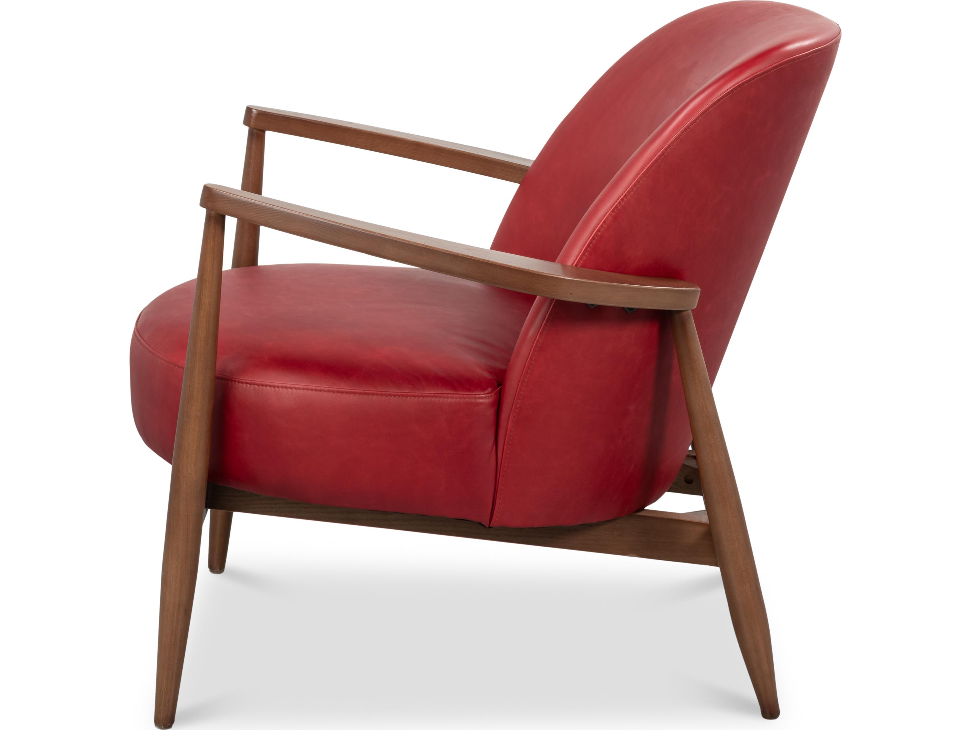 Sarreid Ltd Pindar Armchair Leather New Rouge Red