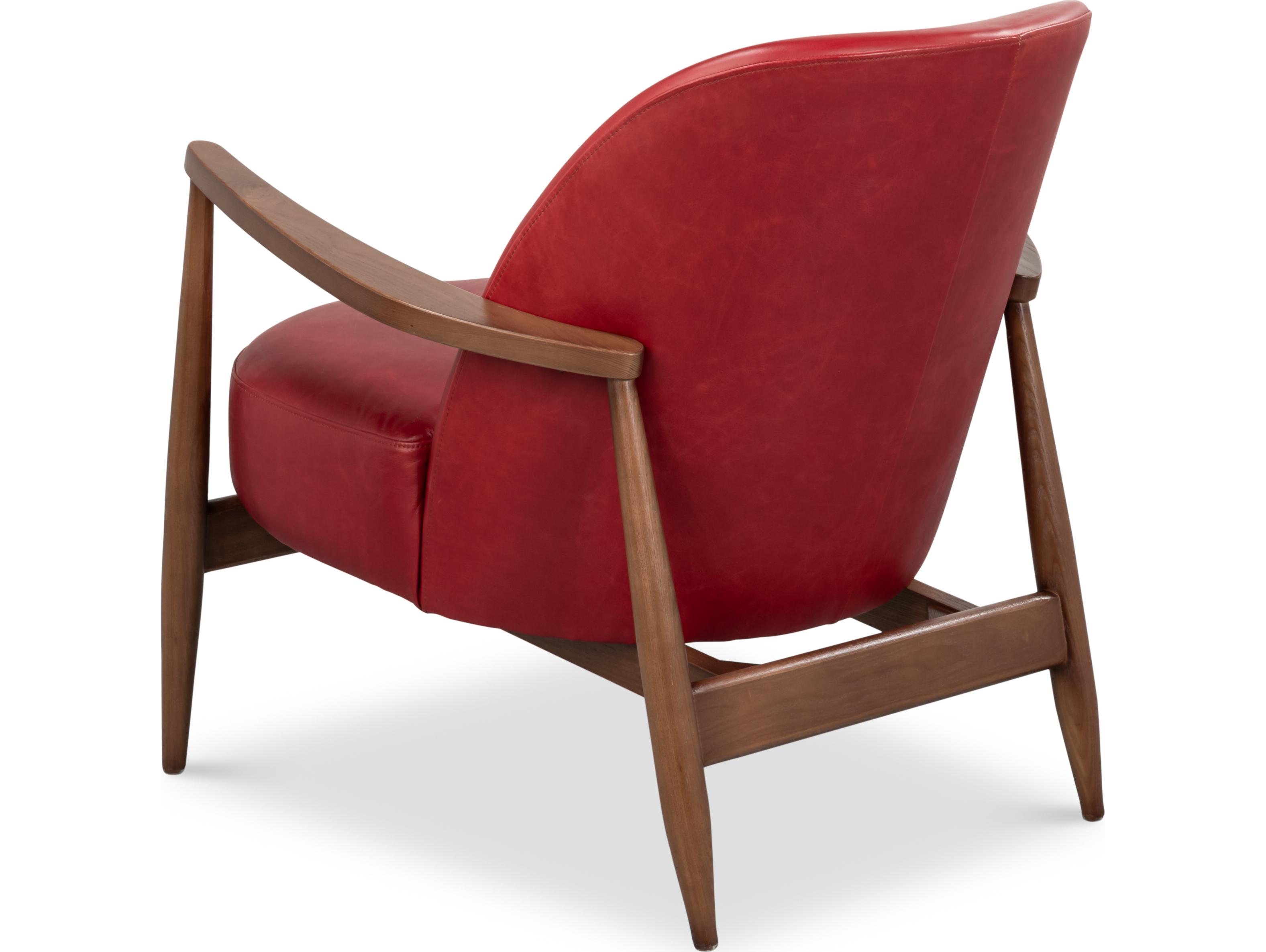 Sarreid Ltd Pindar Armchair Leather New Rouge Red
