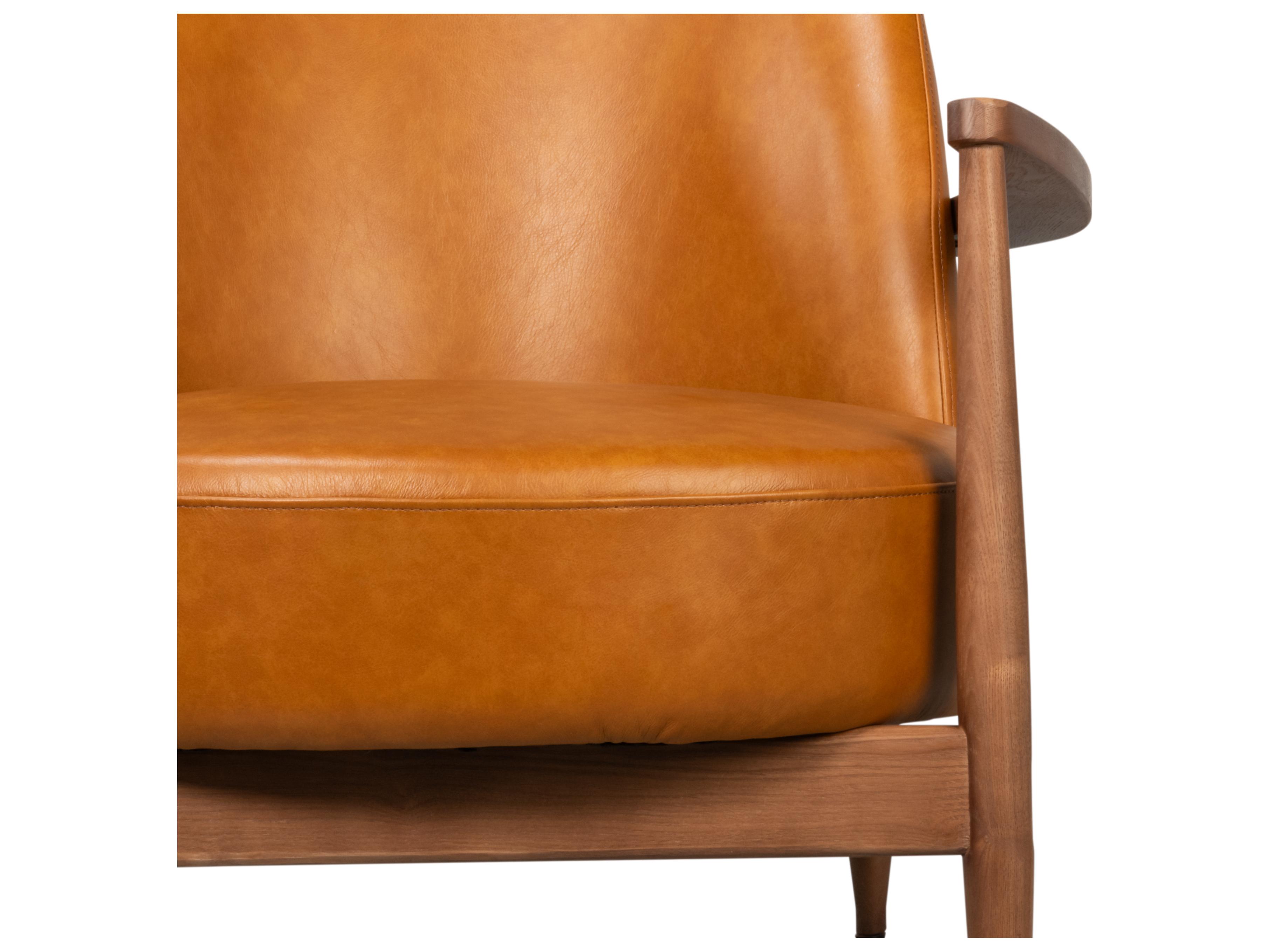 Sarreid Ltd Pindar Brown Leather Accent Chair