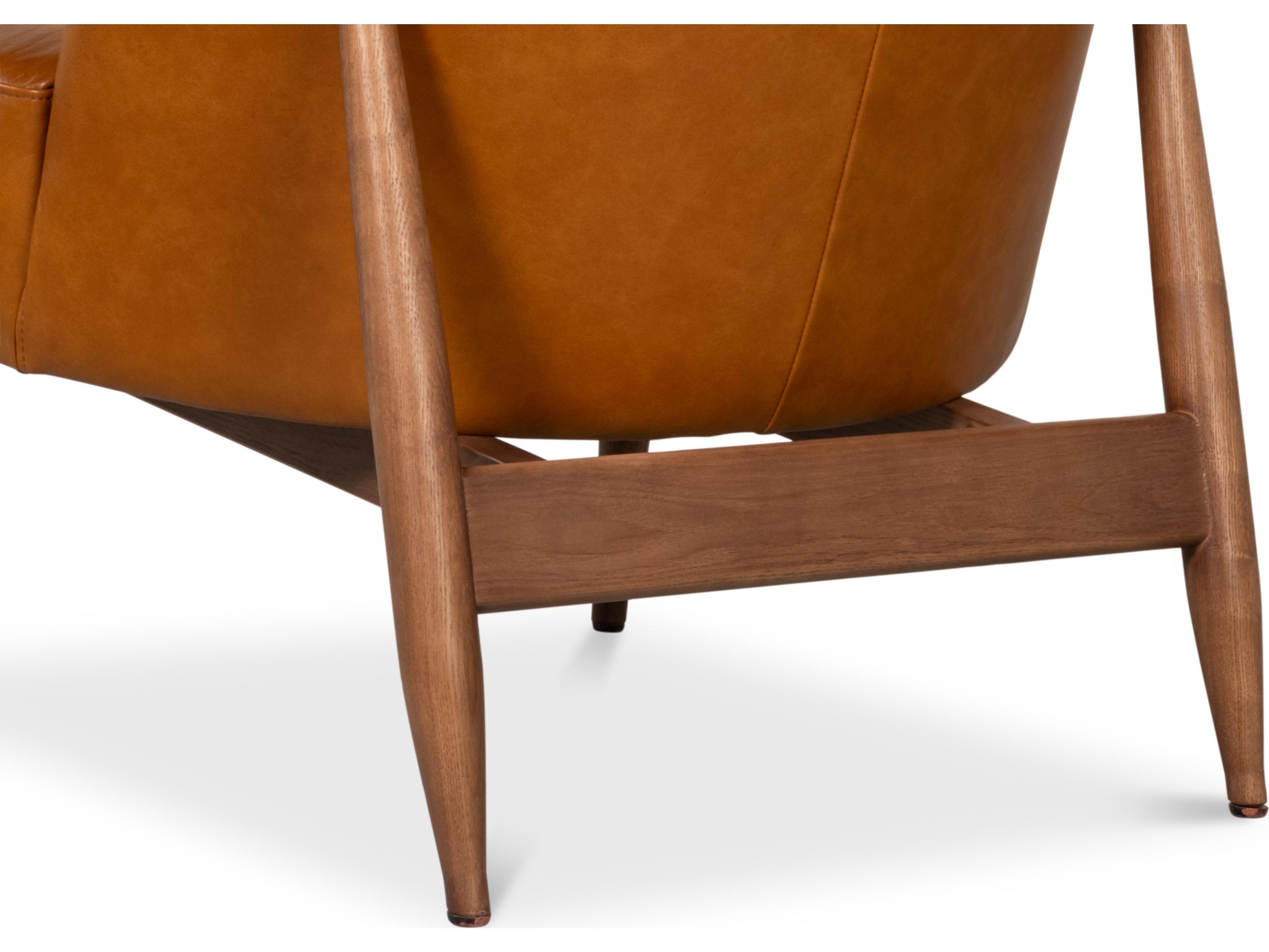 Sarreid Ltd Pindar Brown Leather Accent Chair