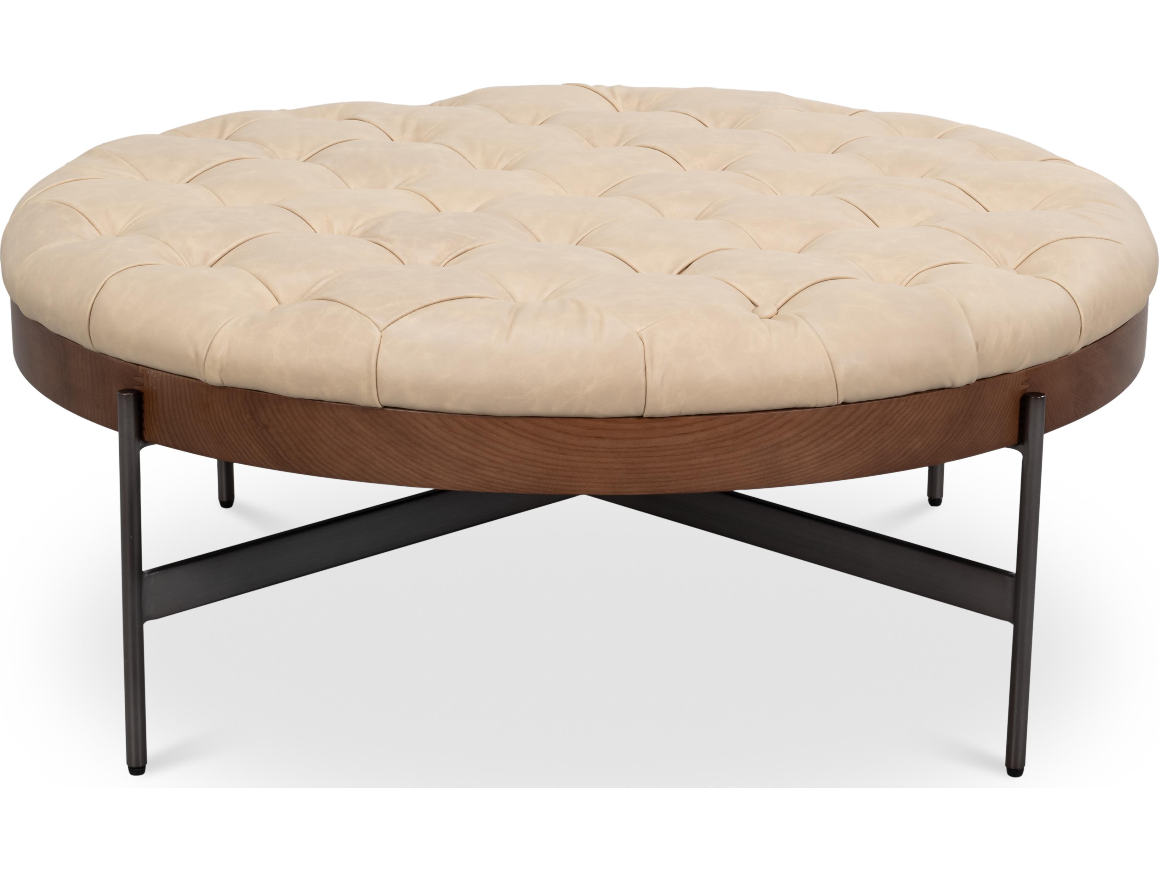 Sarreid Ltd Corbet Cocktail Ottoman Cappuccino White