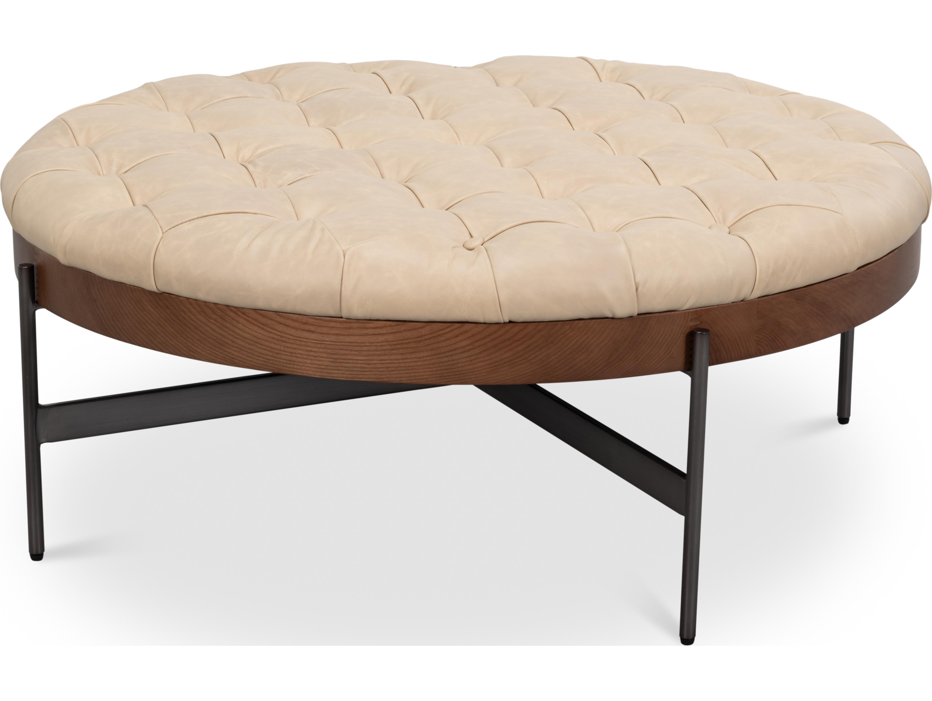 Sarreid Ltd Corbet Cocktail Ottoman Cappuccino White