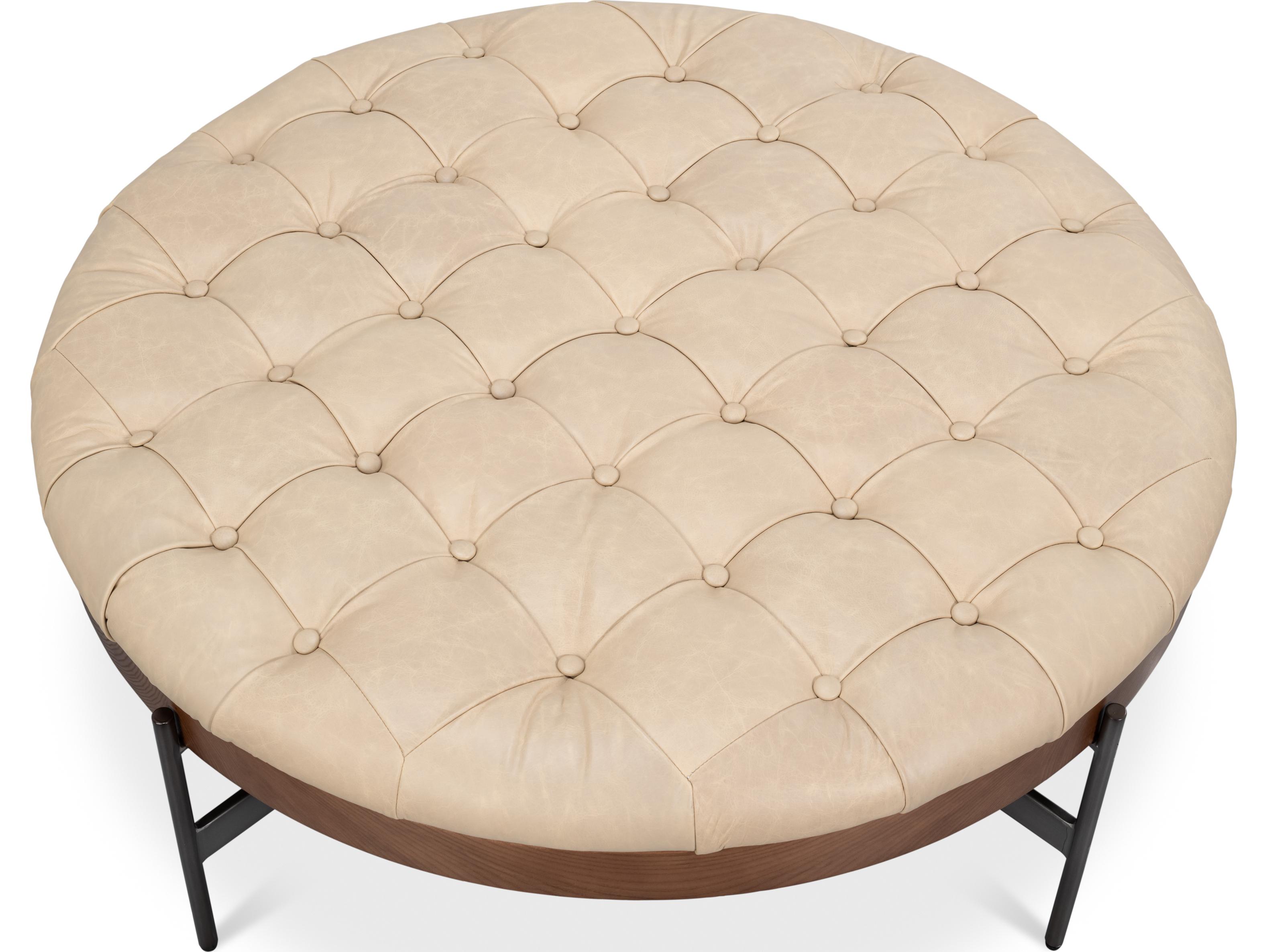 Sarreid Ltd Corbet Cocktail Ottoman Cappuccino White