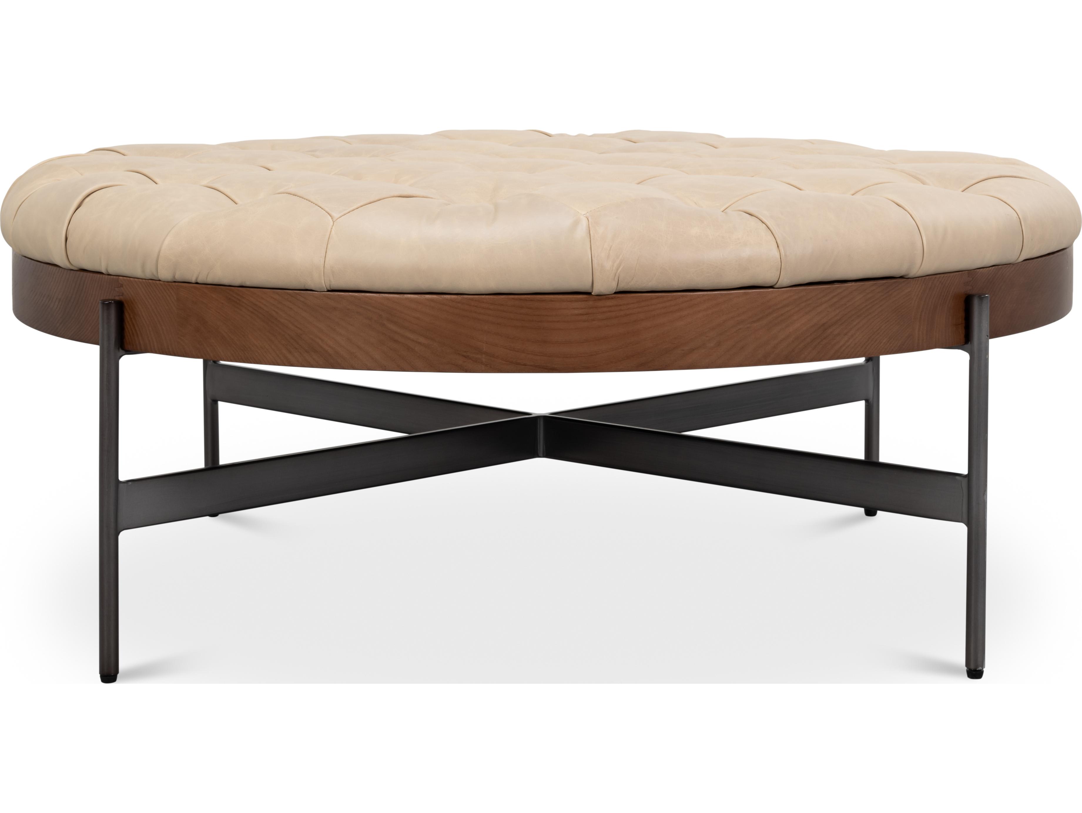 Sarreid Ltd Corbet Cocktail Ottoman Cappuccino White