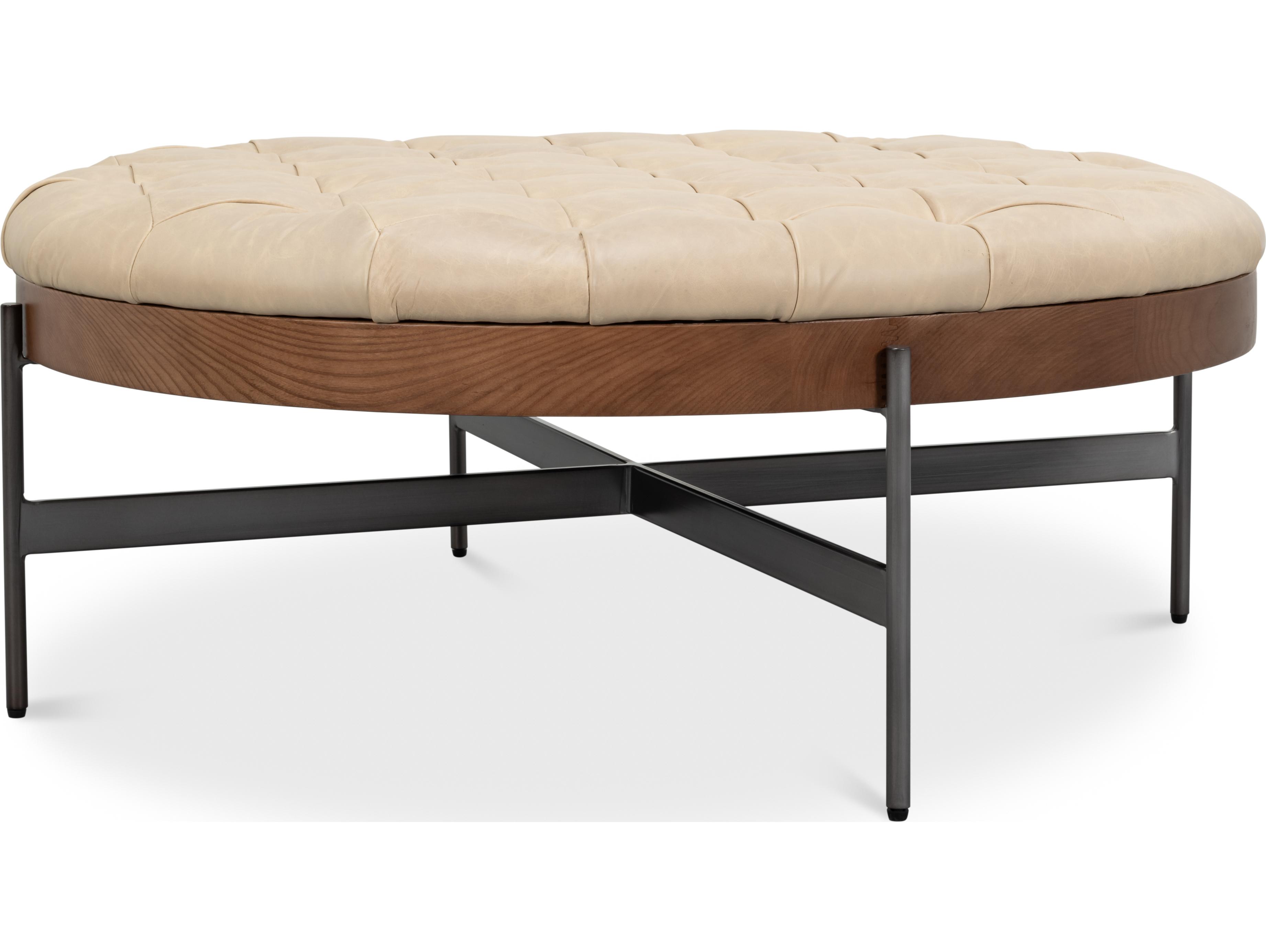 Sarreid Ltd Corbet Cocktail Ottoman Cappuccino White