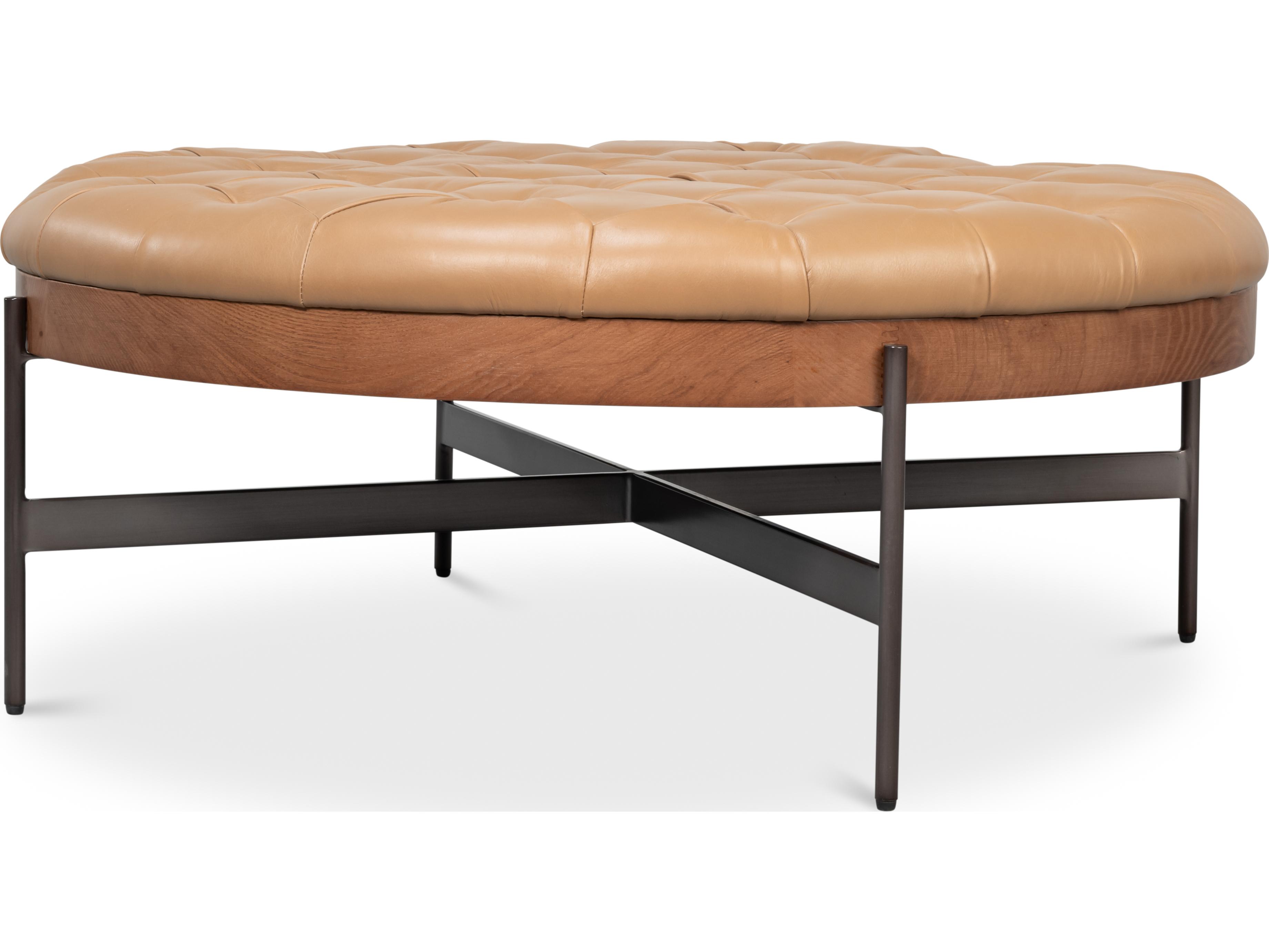 Sarreid Ltd Corbet Brown Leather Ottoman