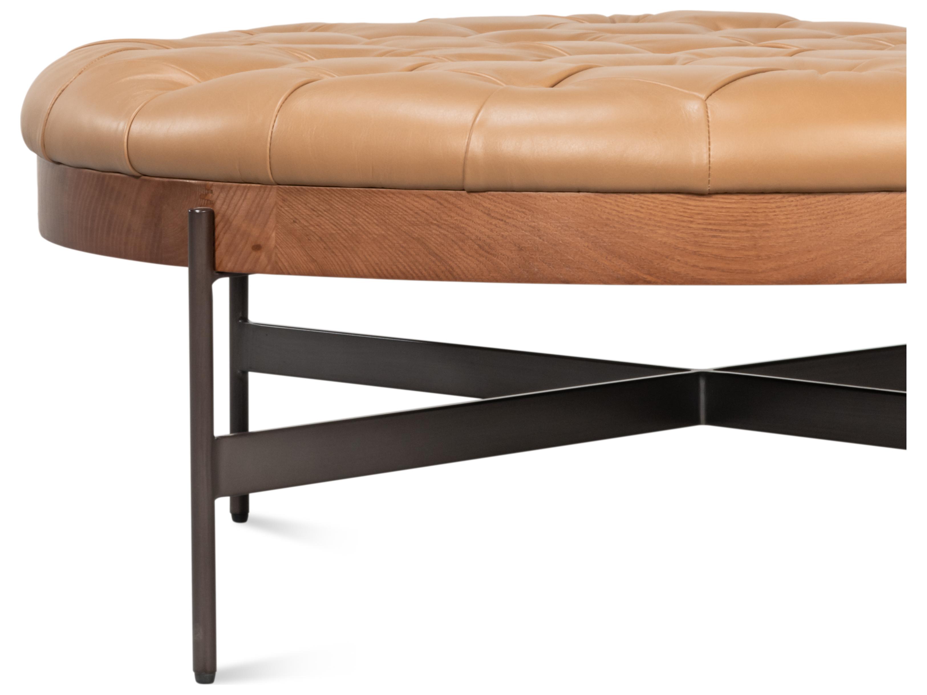 Sarreid Ltd Corbet Brown Leather Ottoman