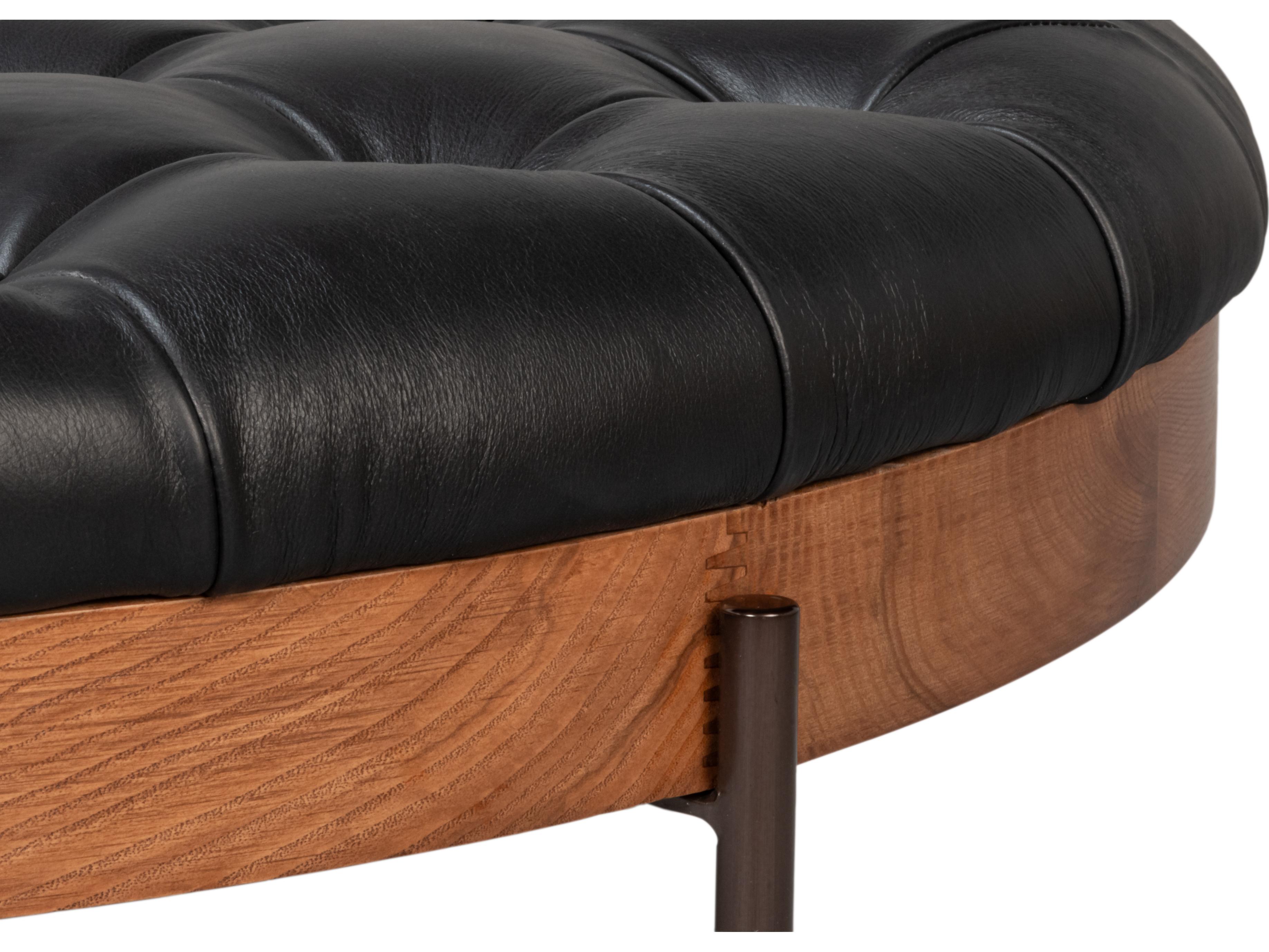 Sarreid Ltd Corbet Black Leather Ottoman