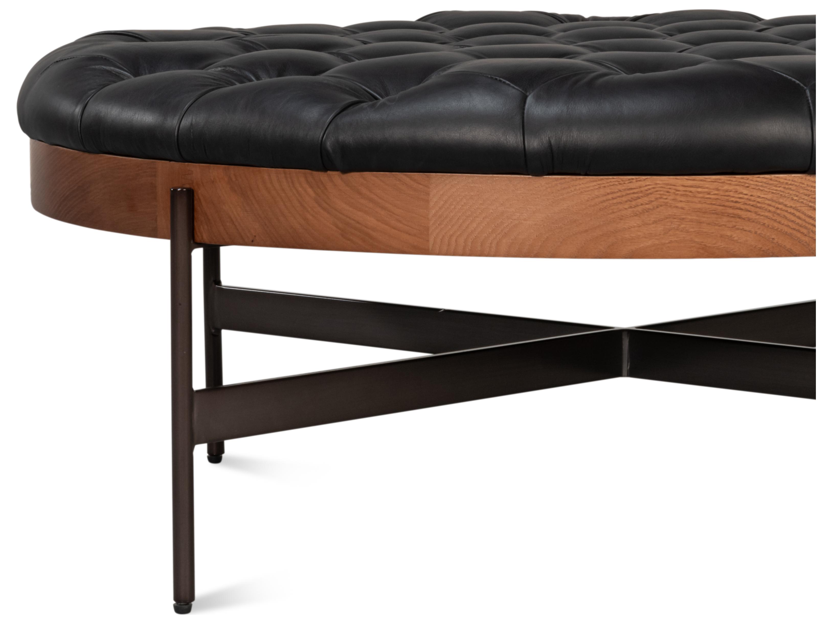 Sarreid Ltd Corbet Black Leather Ottoman