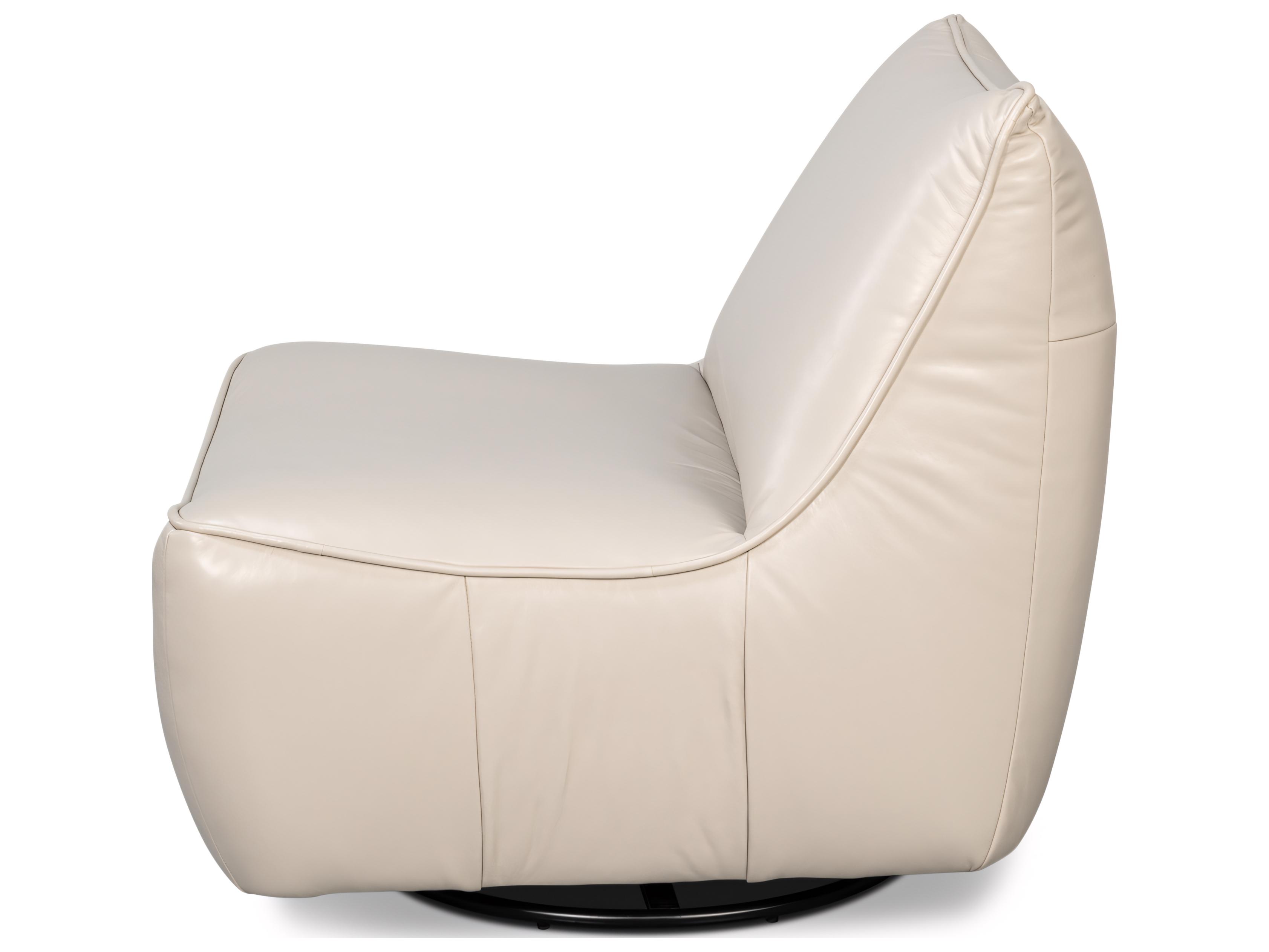Sarreid Ltd Kennett Swivel White Leather Accent Chair