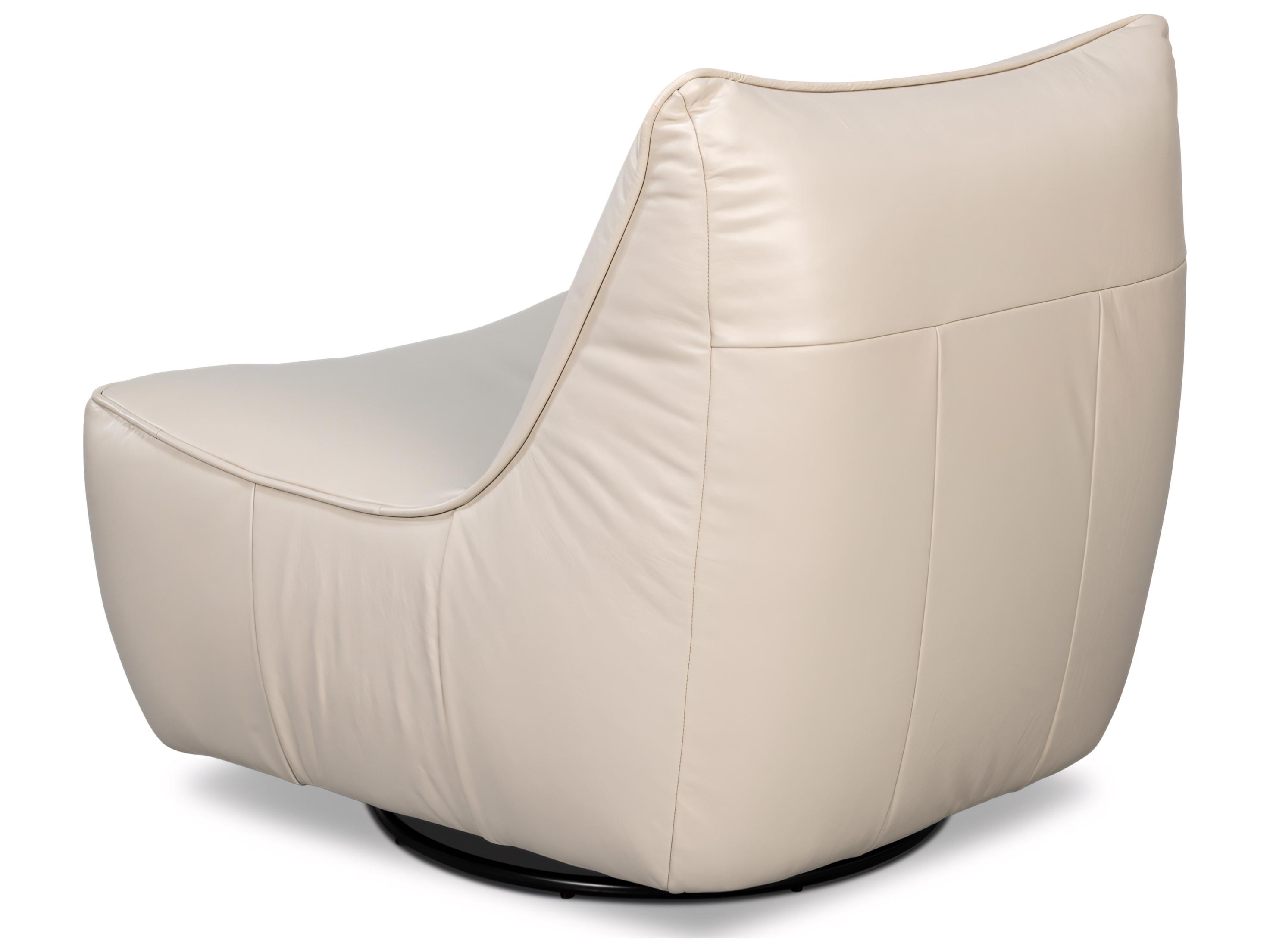 Sarreid Ltd Kennett Swivel White Leather Accent Chair