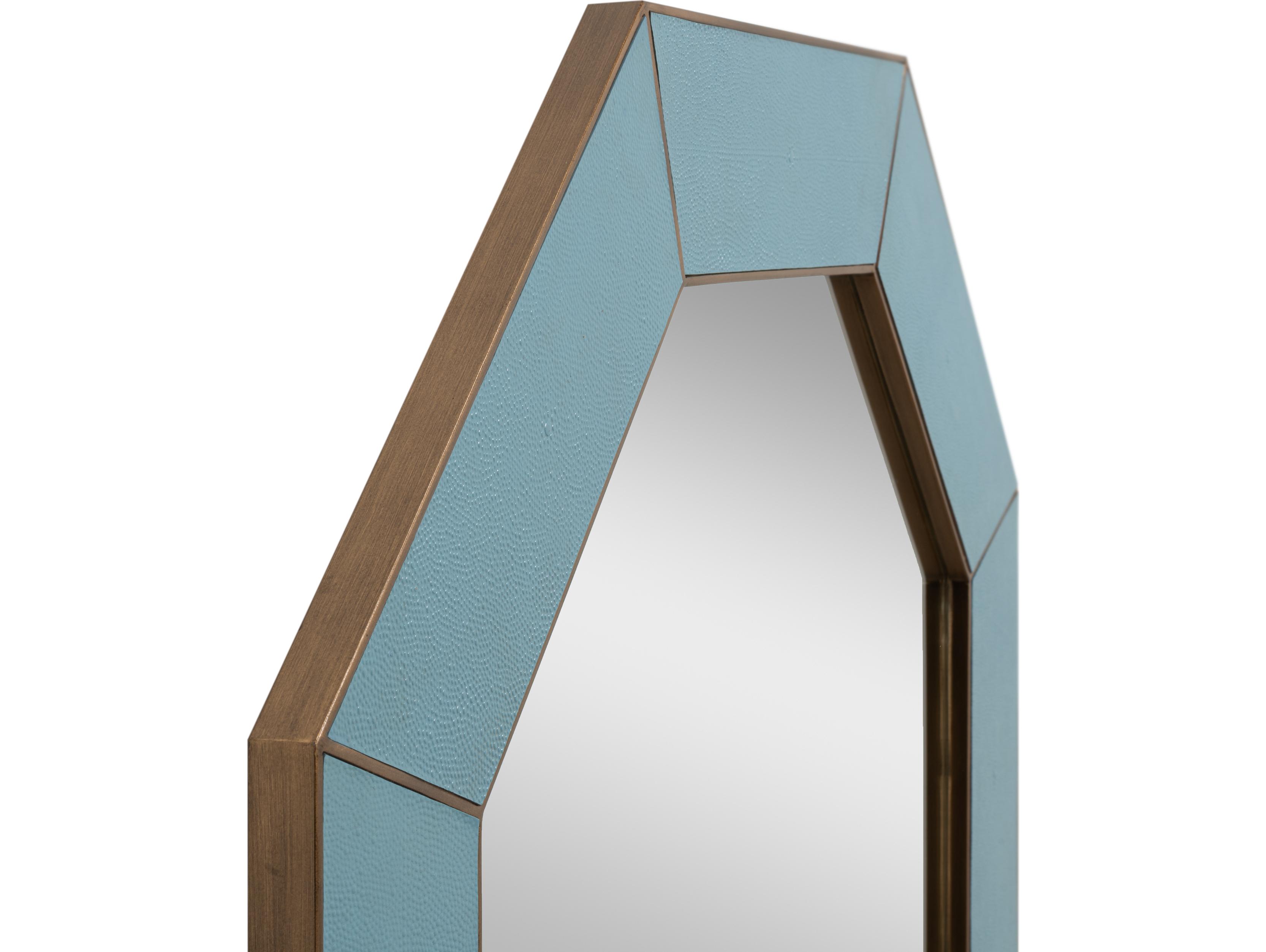 Sarreid Ltd Eleanor Mirror Shagreen Chambray Blue