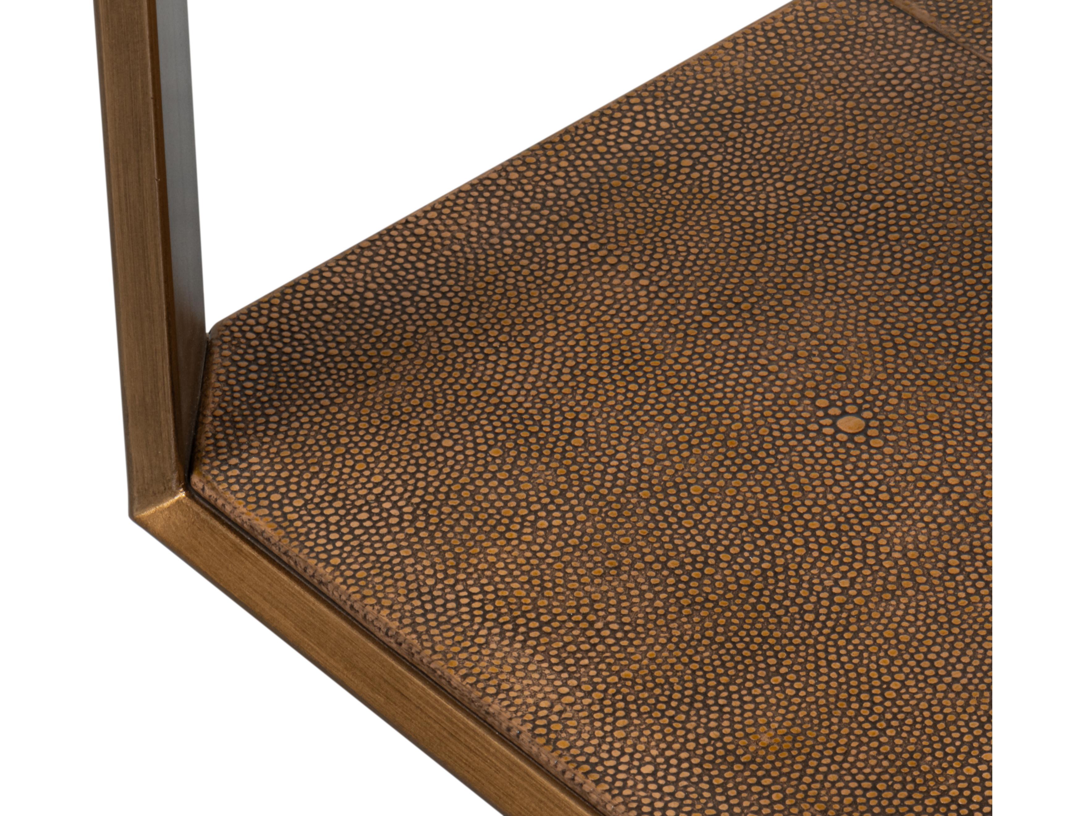 Sarreid Ltd Gilbert Shagreen Side Table Tawny Brown