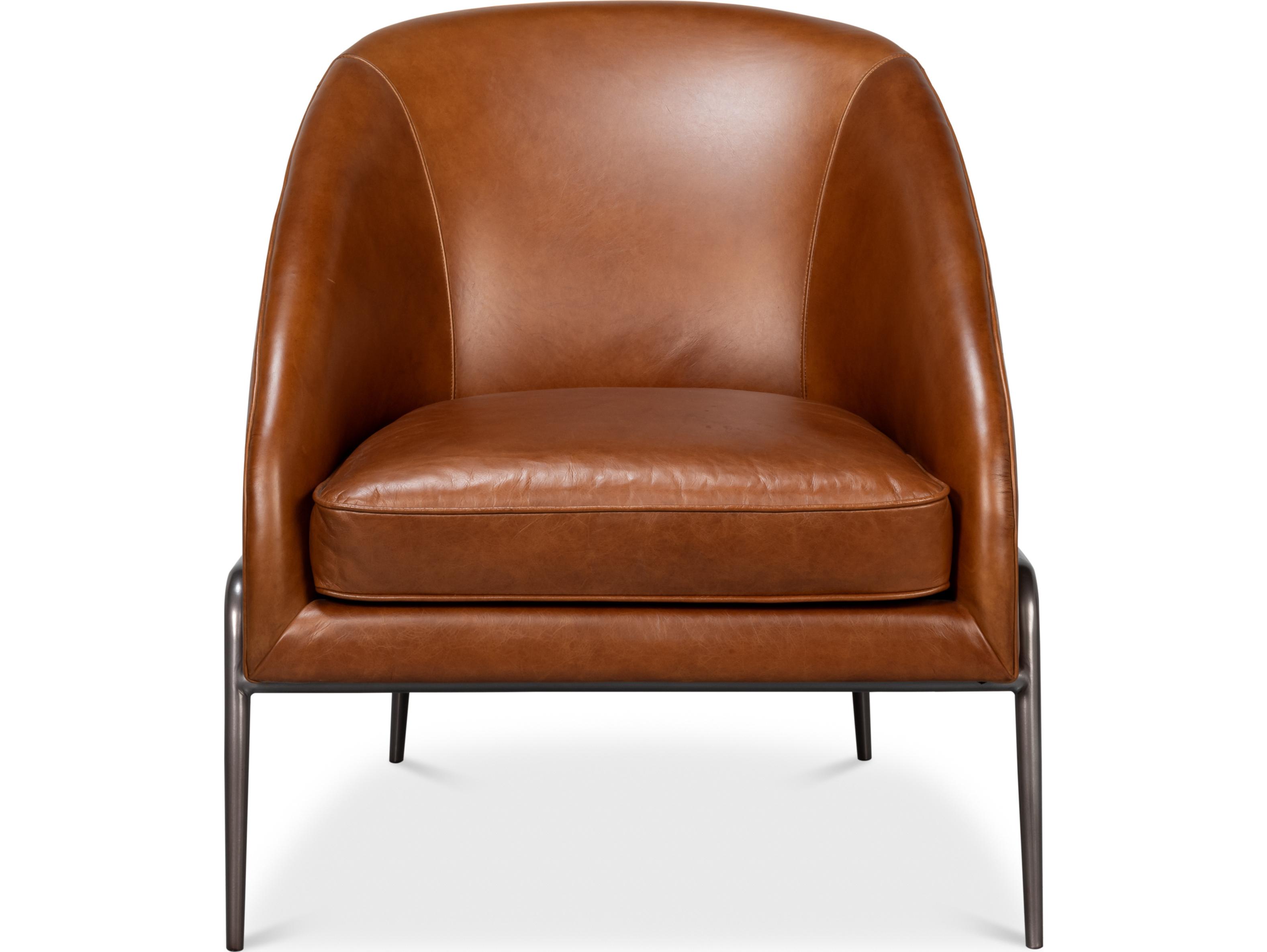 Sarreid Ltd Simmons Leather Chair Havana Brown